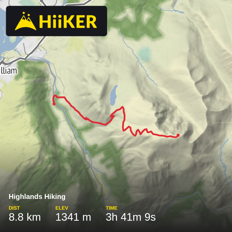 A map preview of the recording Highlands Hiking.