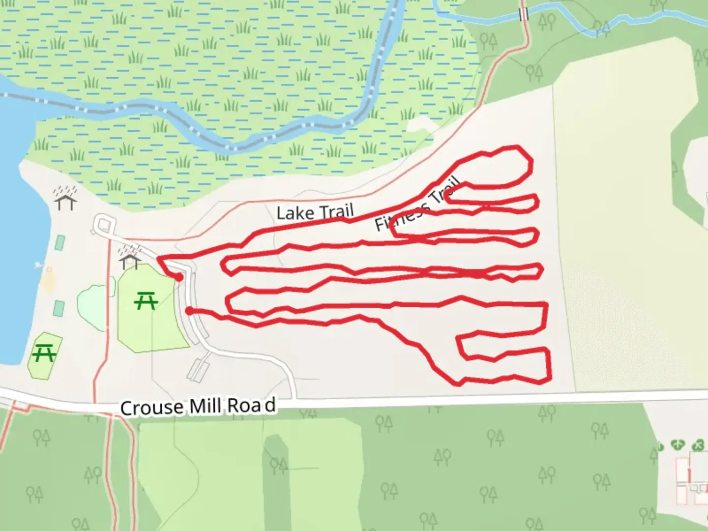 An image depicting the trail Fitness Loop Trail and its surrounding area.