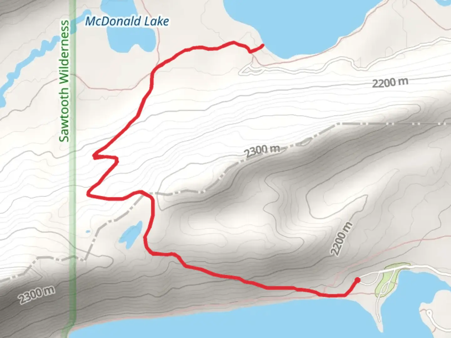 An image depicting the trail Yellow Belly Lake via Pettit Lake Cutoff and its surrounding area.