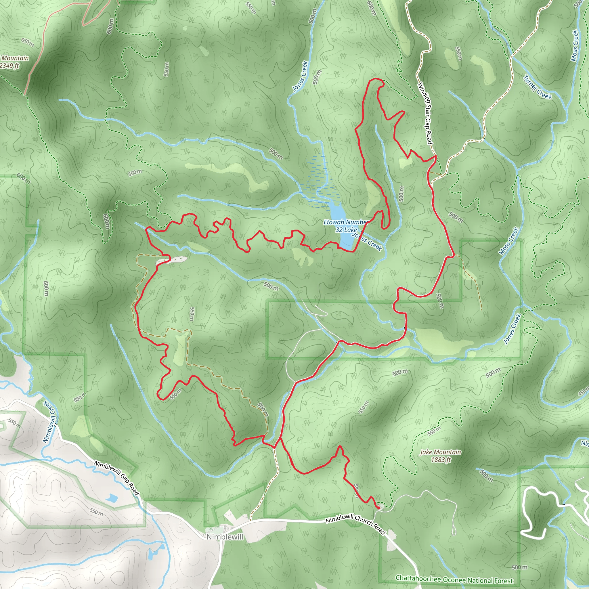Bull Mountain Cutoff Trail and Jones Creek Dam Trail Loop mobile static map