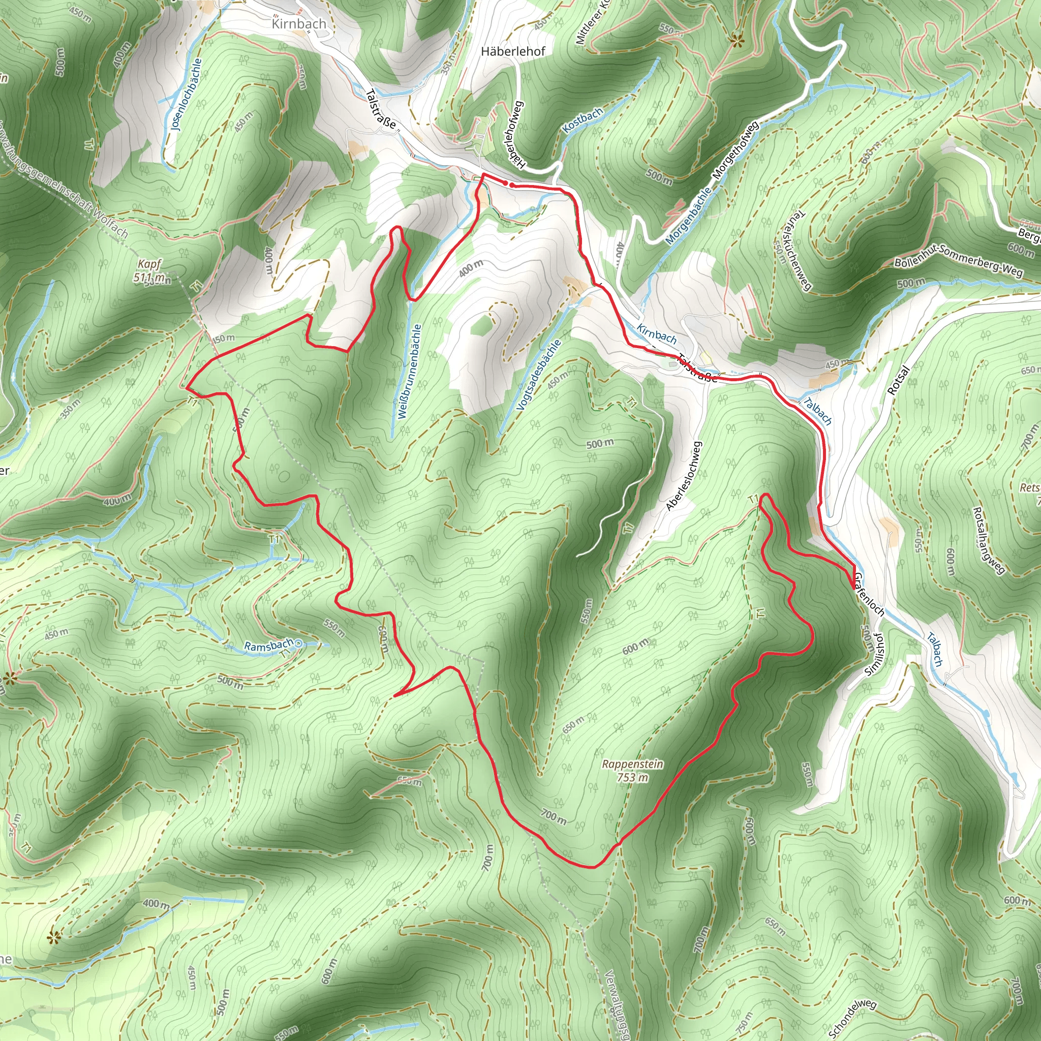 Obere Ecke, Rappenstein and Stelzersbach Loop mobile static map