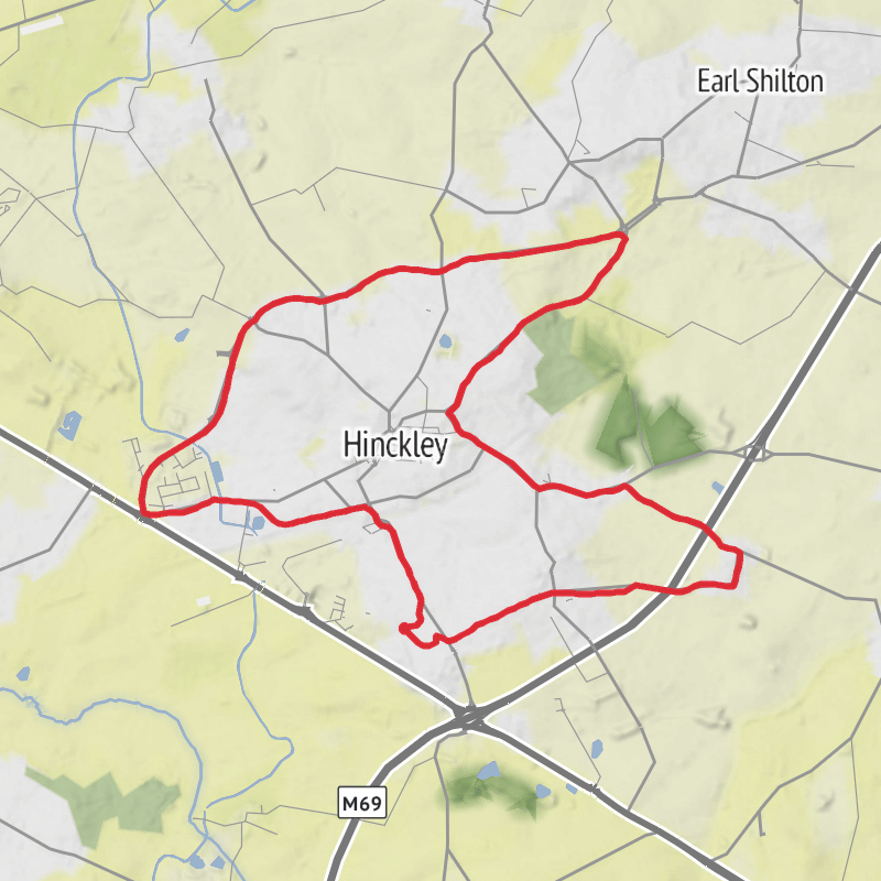 A map preview of the recording Hinckley and Bosworth Running.