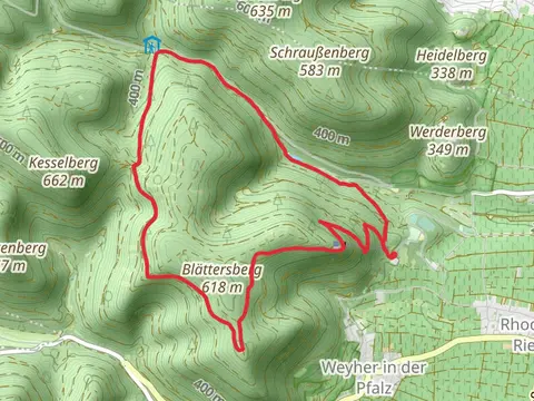 Hilschweiher via Rietburg Rundweg Rhodt and Blaettersbergweg Rhodt