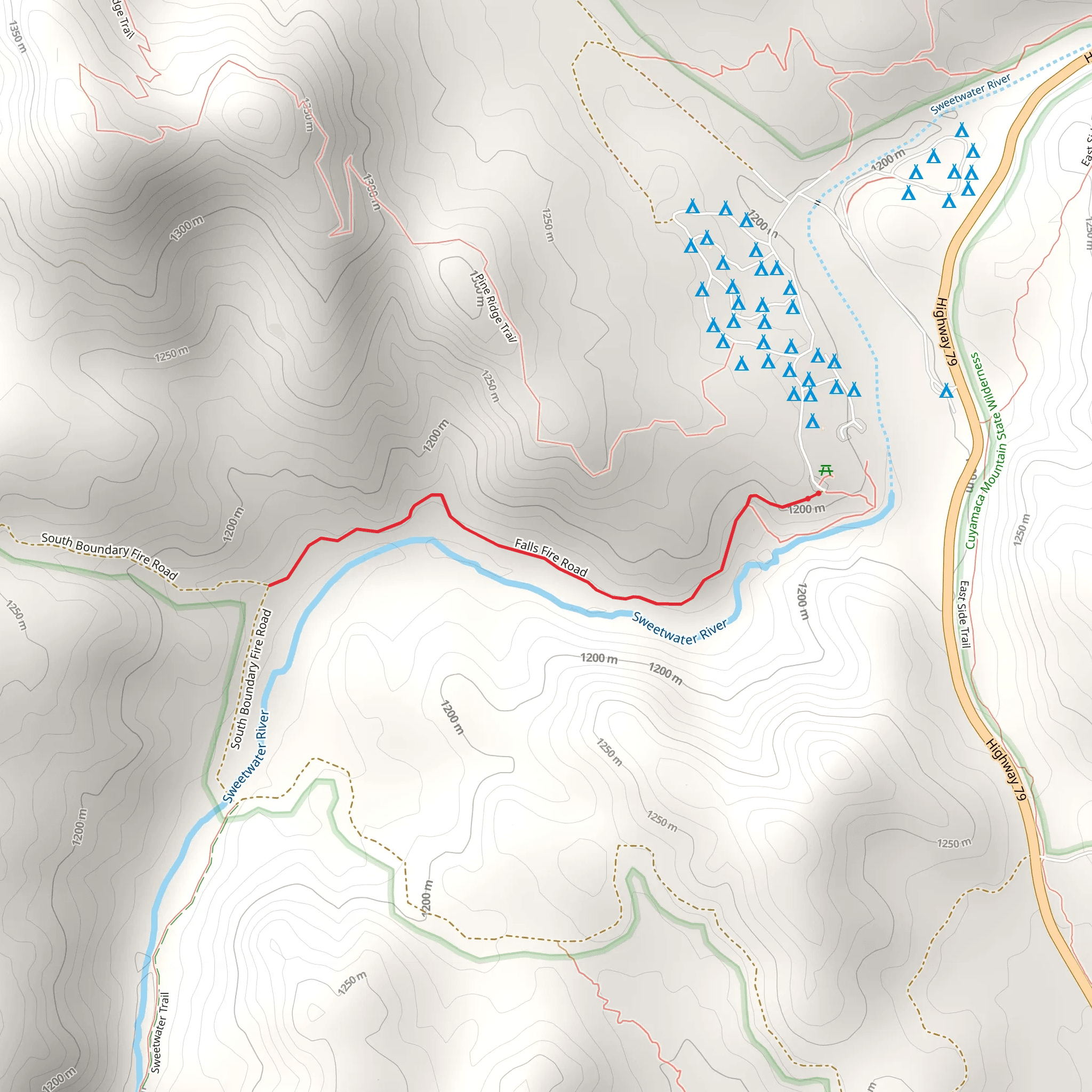 Falls Fire Road mobile static map