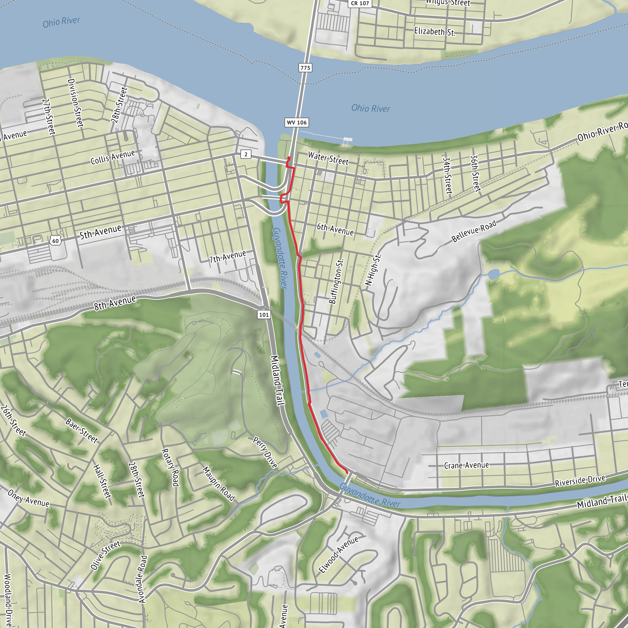 Guyandotte Trail mobile static map