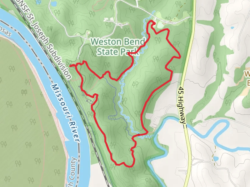 Weston Bend State Park Paved Loop and West Ridge Trail