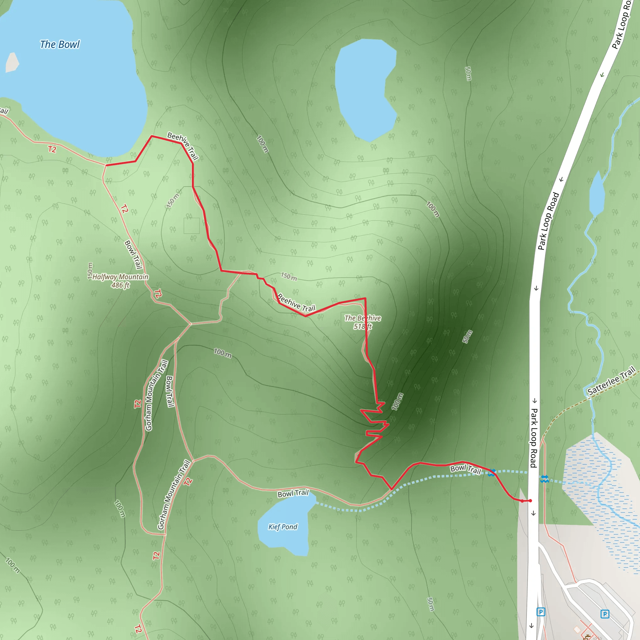 Beehive Trail Out and Back mobile static map