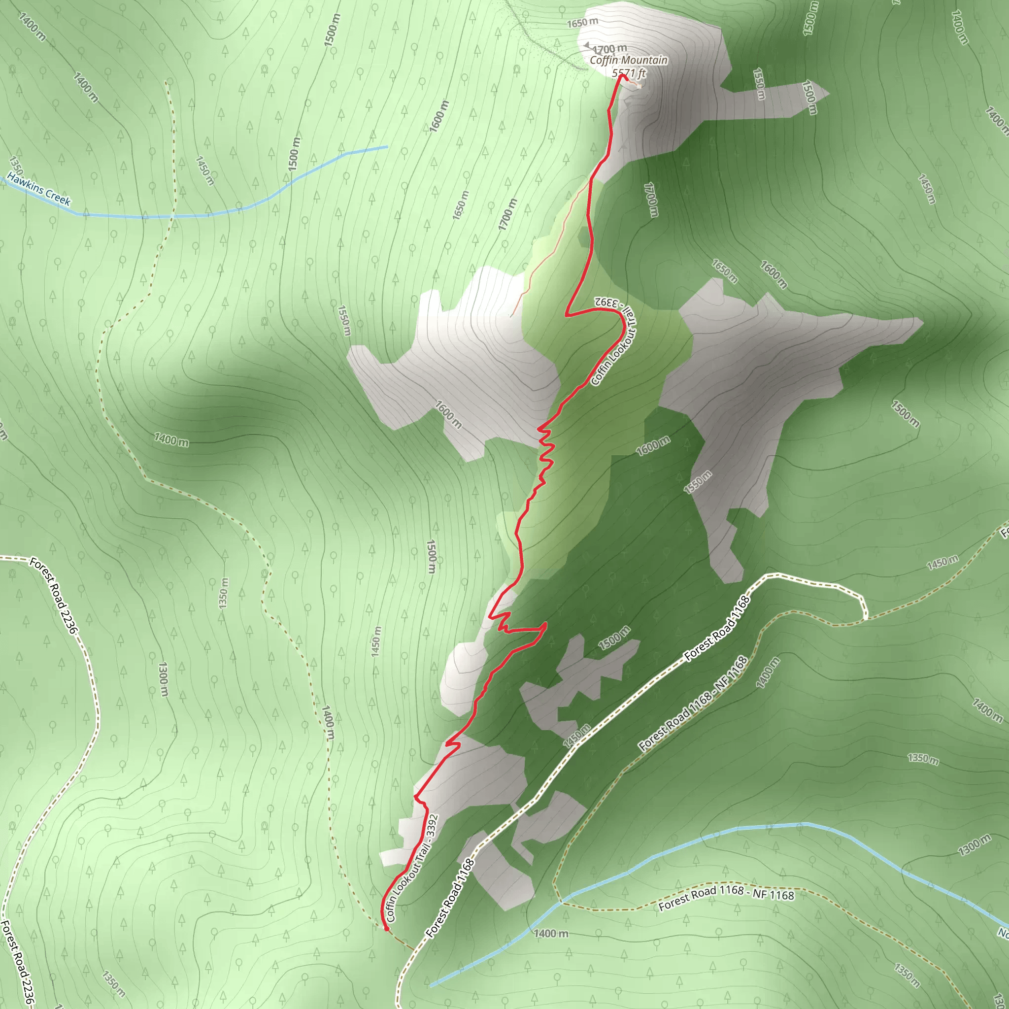 Coffin Mountain Trail mobile static map