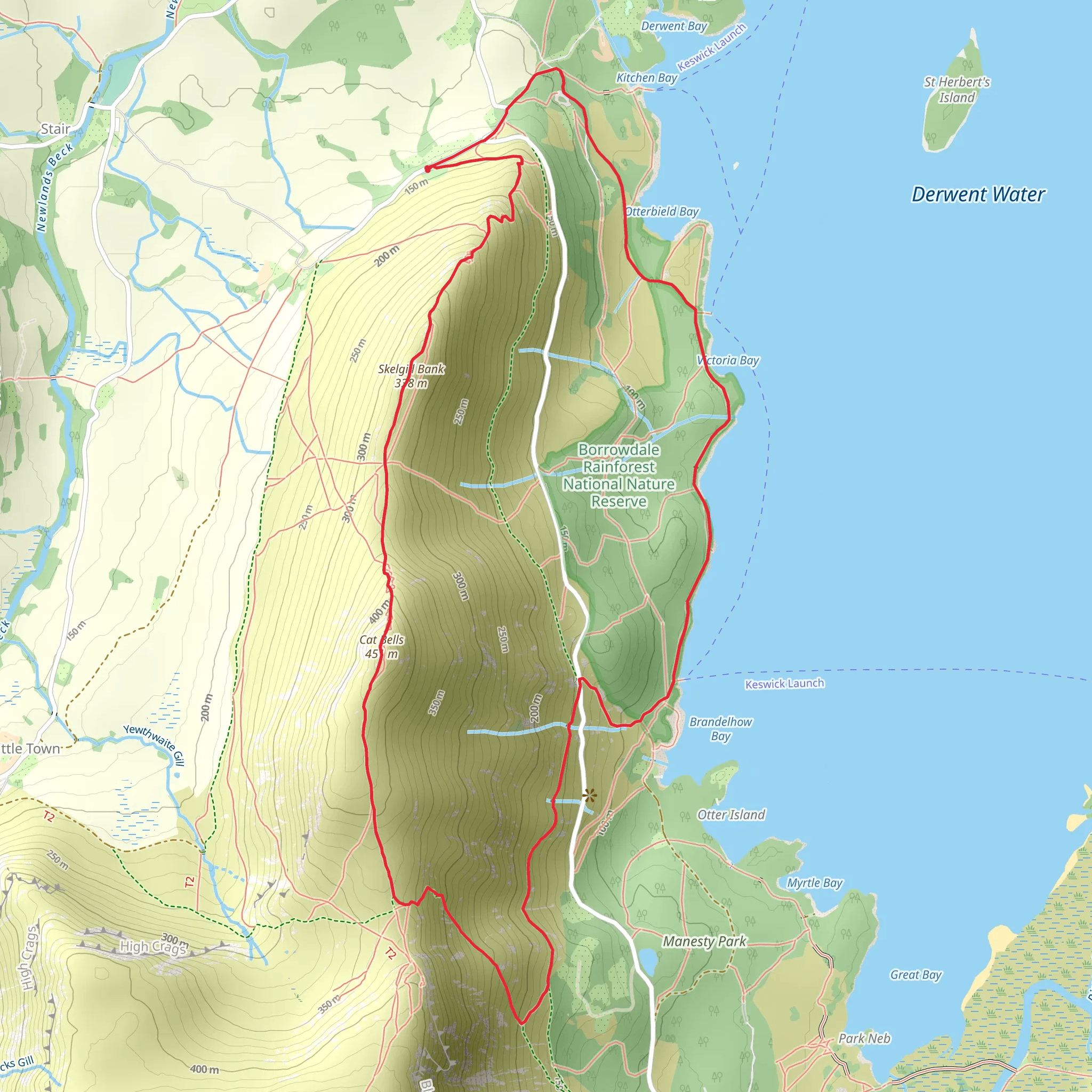 Cat Bells and Derwentwater Loop mobile static map