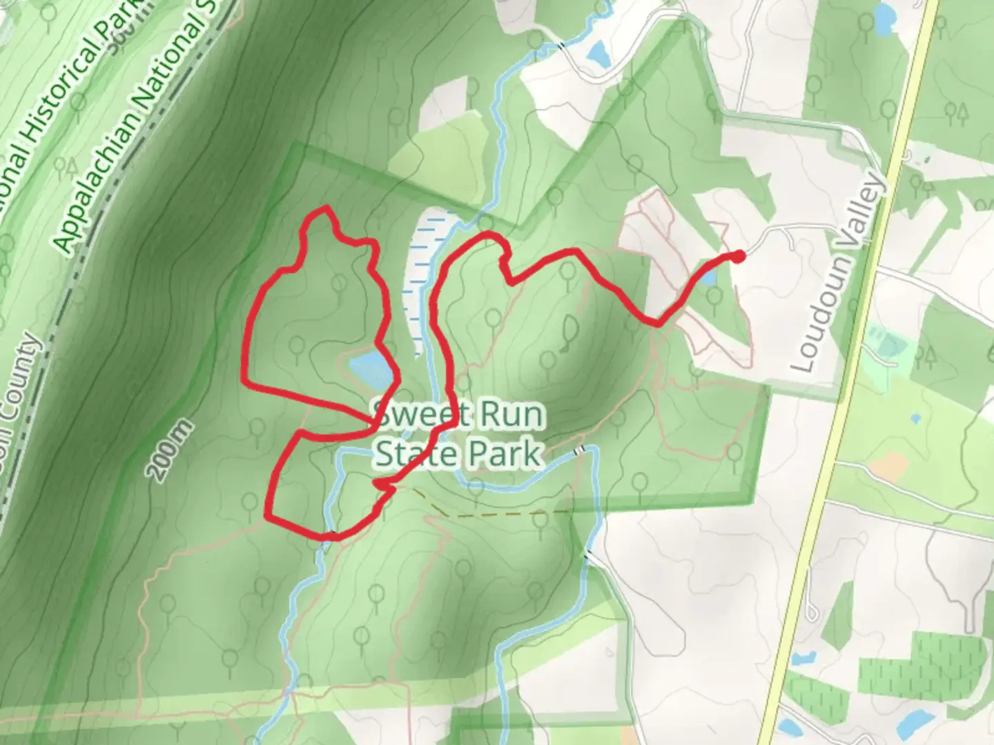 An image depicting the trail Farnstead Trail and Legacy Loop Trail and its surrounding area.
