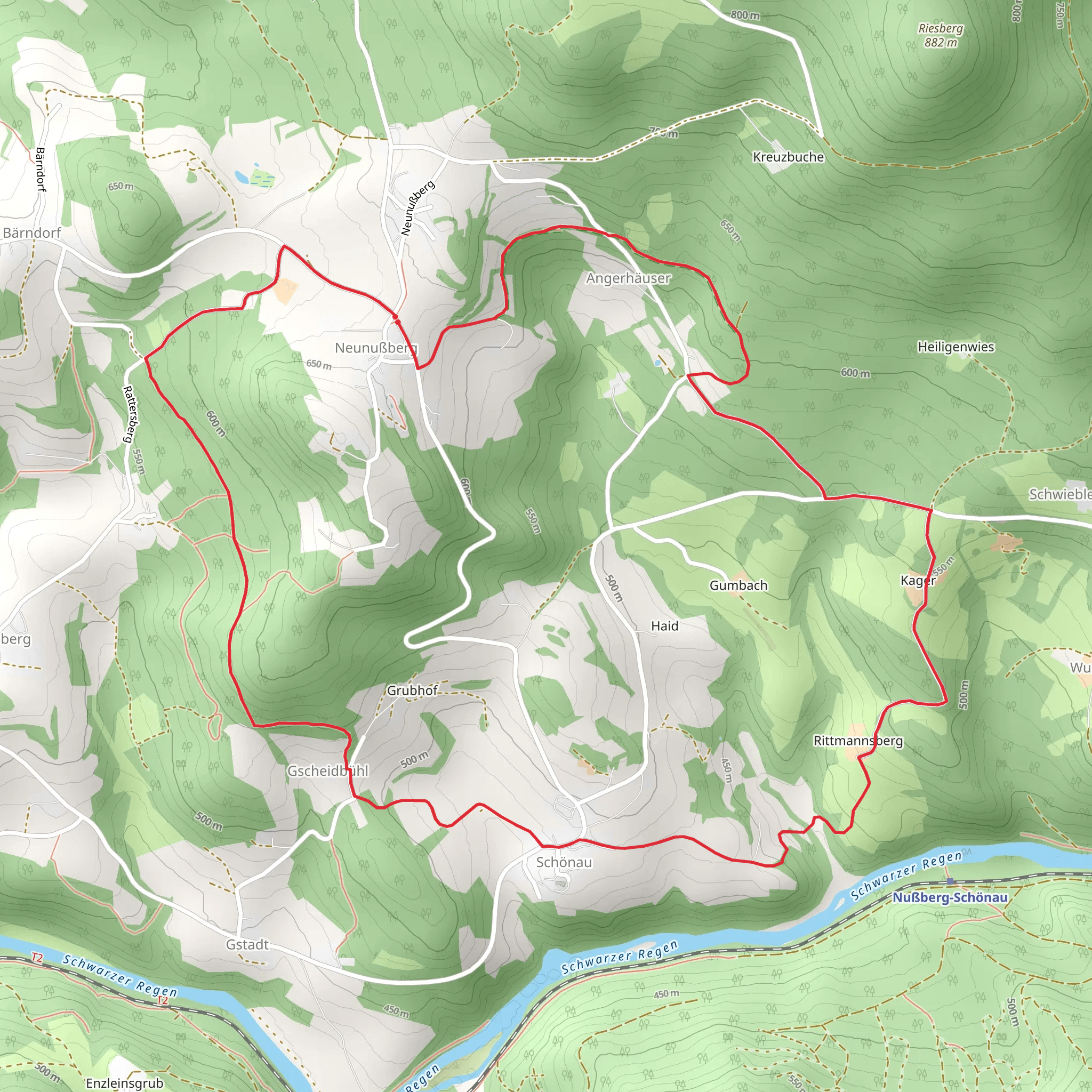Neunußberg to Schönau Loop mobile static map
