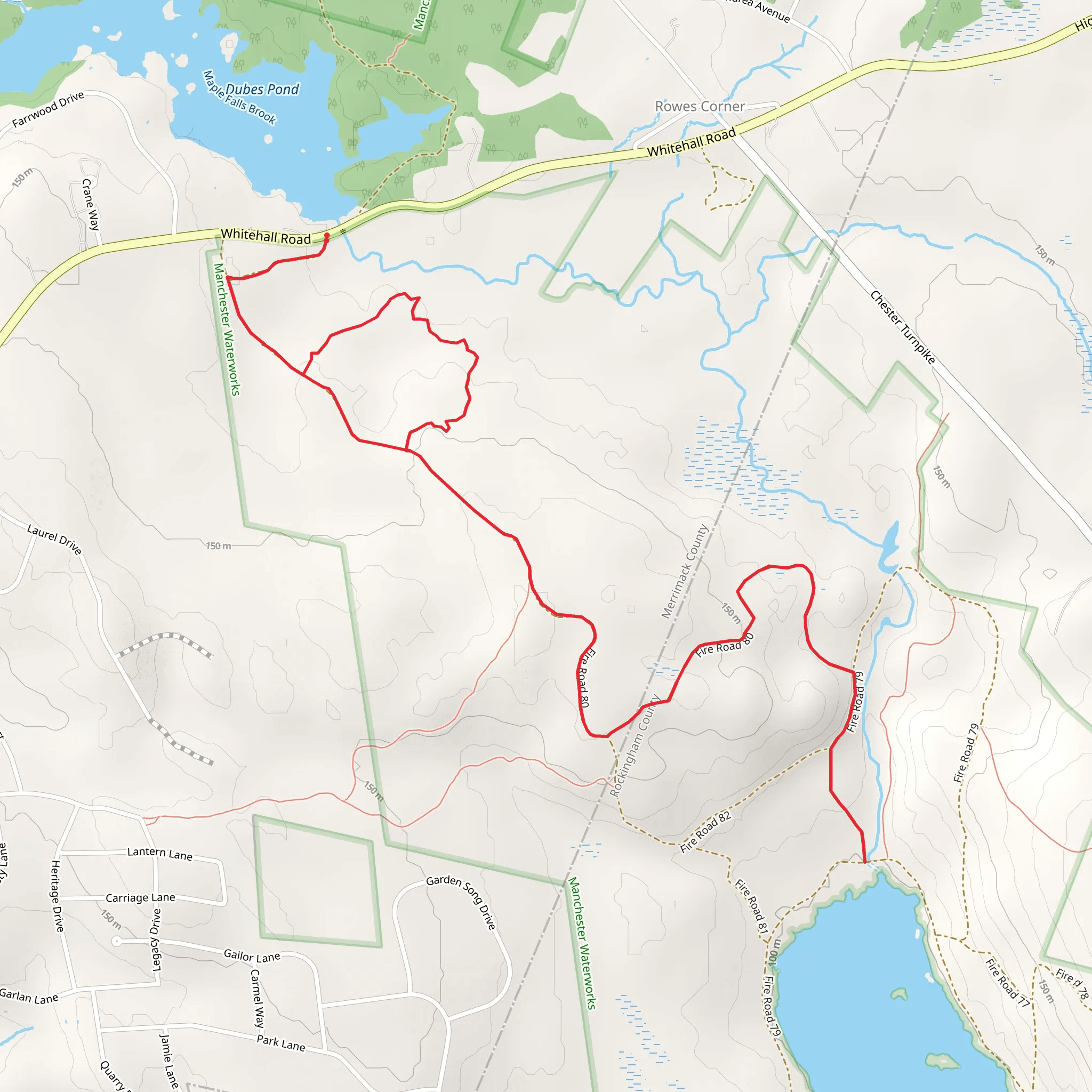 Dubes Pond to Tower Pond Trail mobile static map