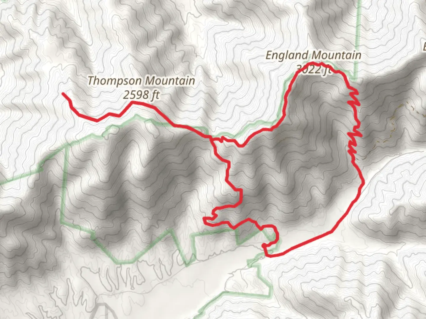 An image depicting the trail Ross Gap and Bird Mountain Loop Trail and its surrounding area.