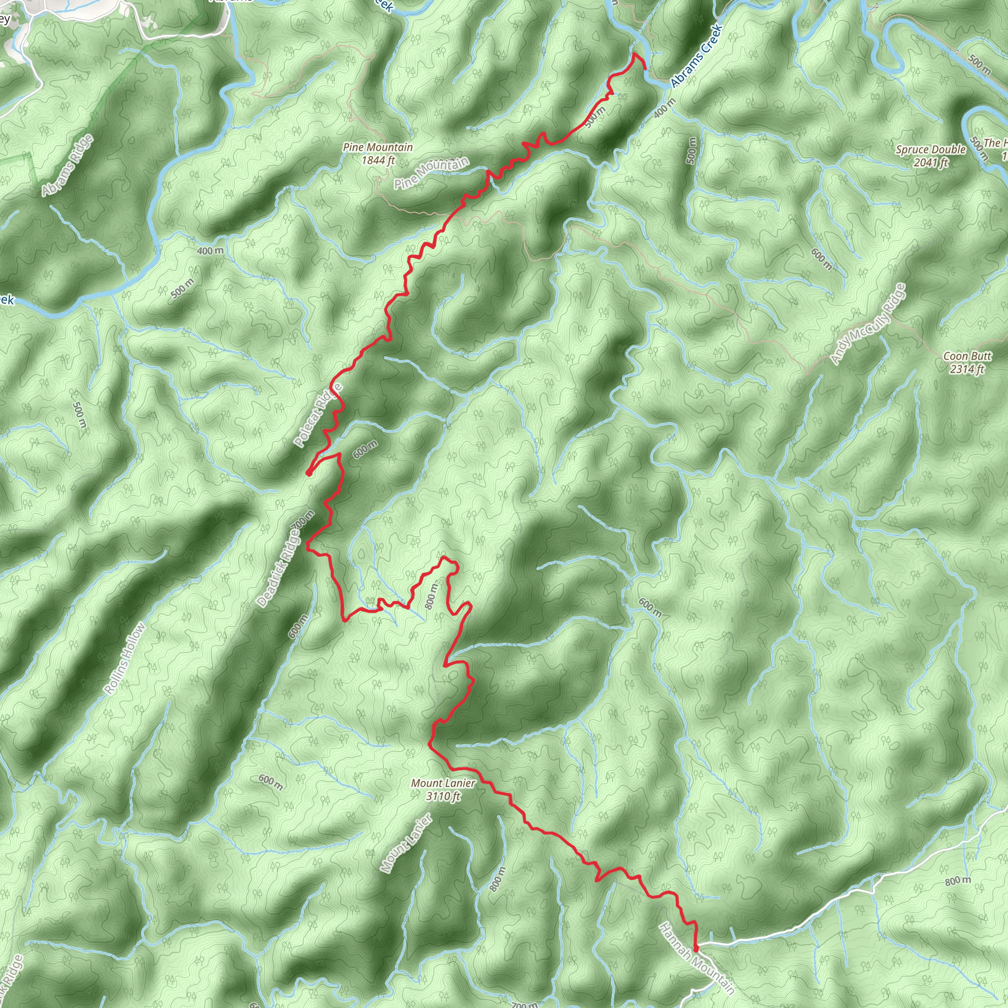 Hannah Mountain Trail mobile static map