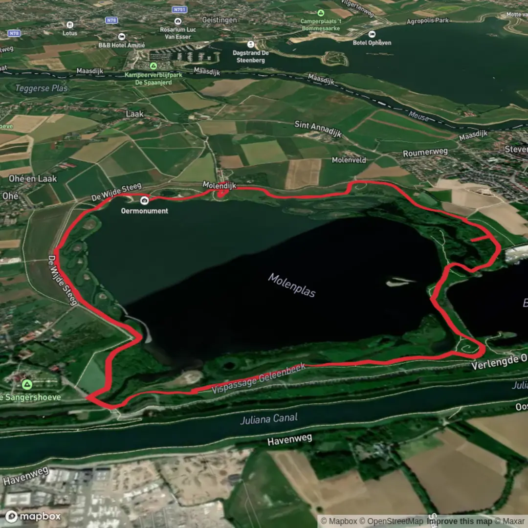 An image depicting the trail Molenplas Loop and its surrounding area.