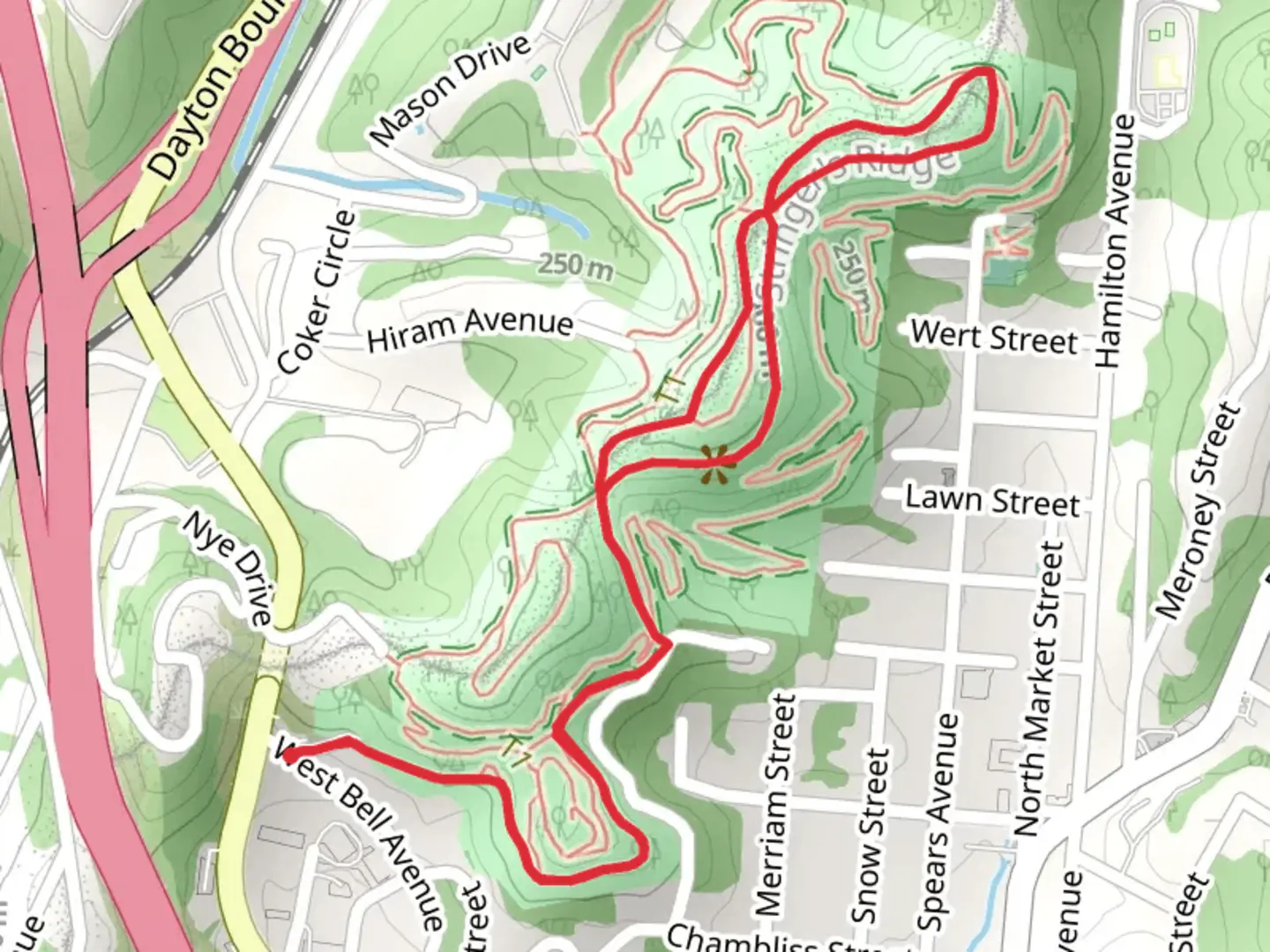 An image depicting the trail Cherokee Trail and Strut Loop and its surrounding area.