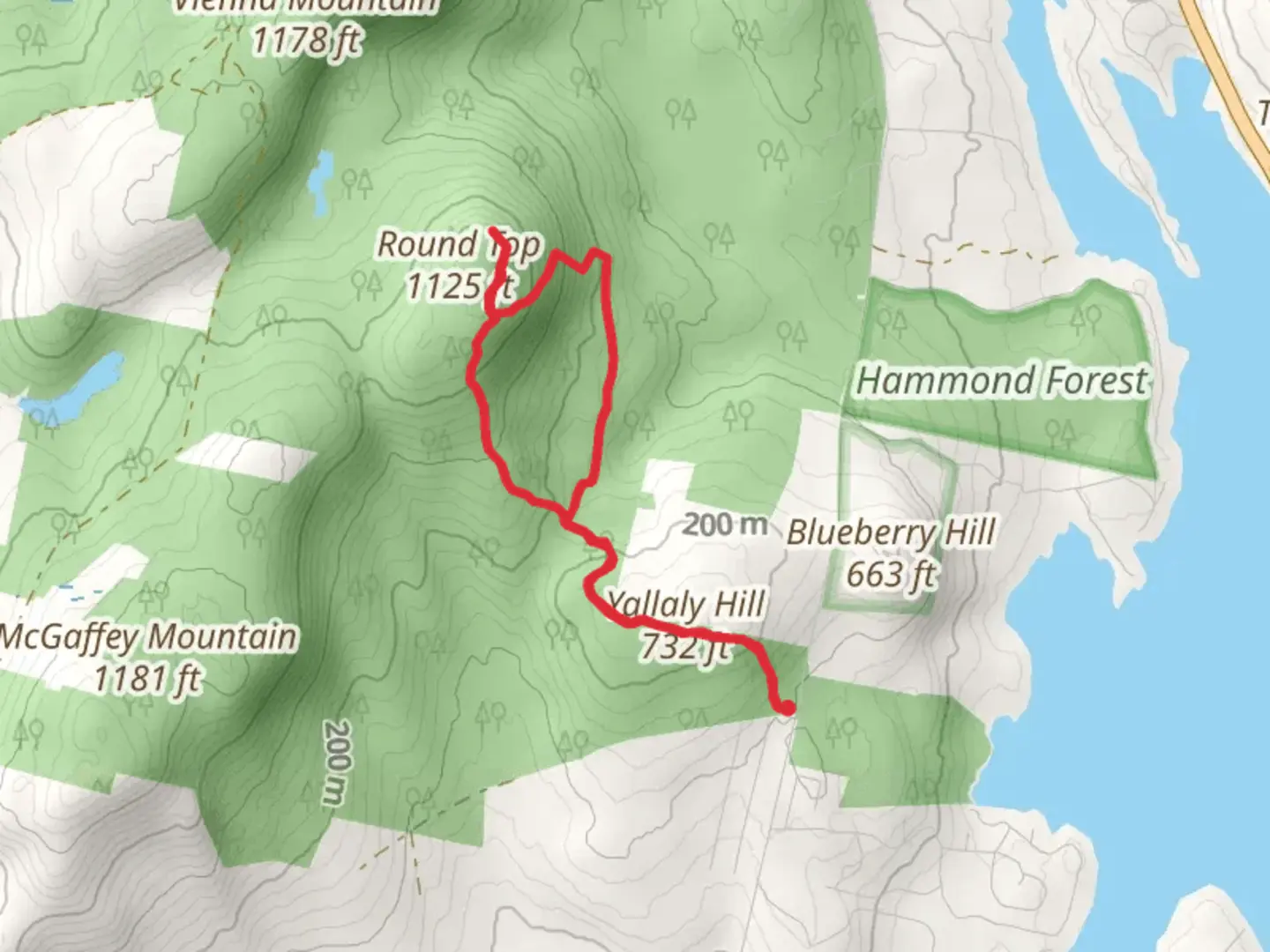 An image depicting the trail Yallaly Hill and Round Top Loop and its surrounding area.