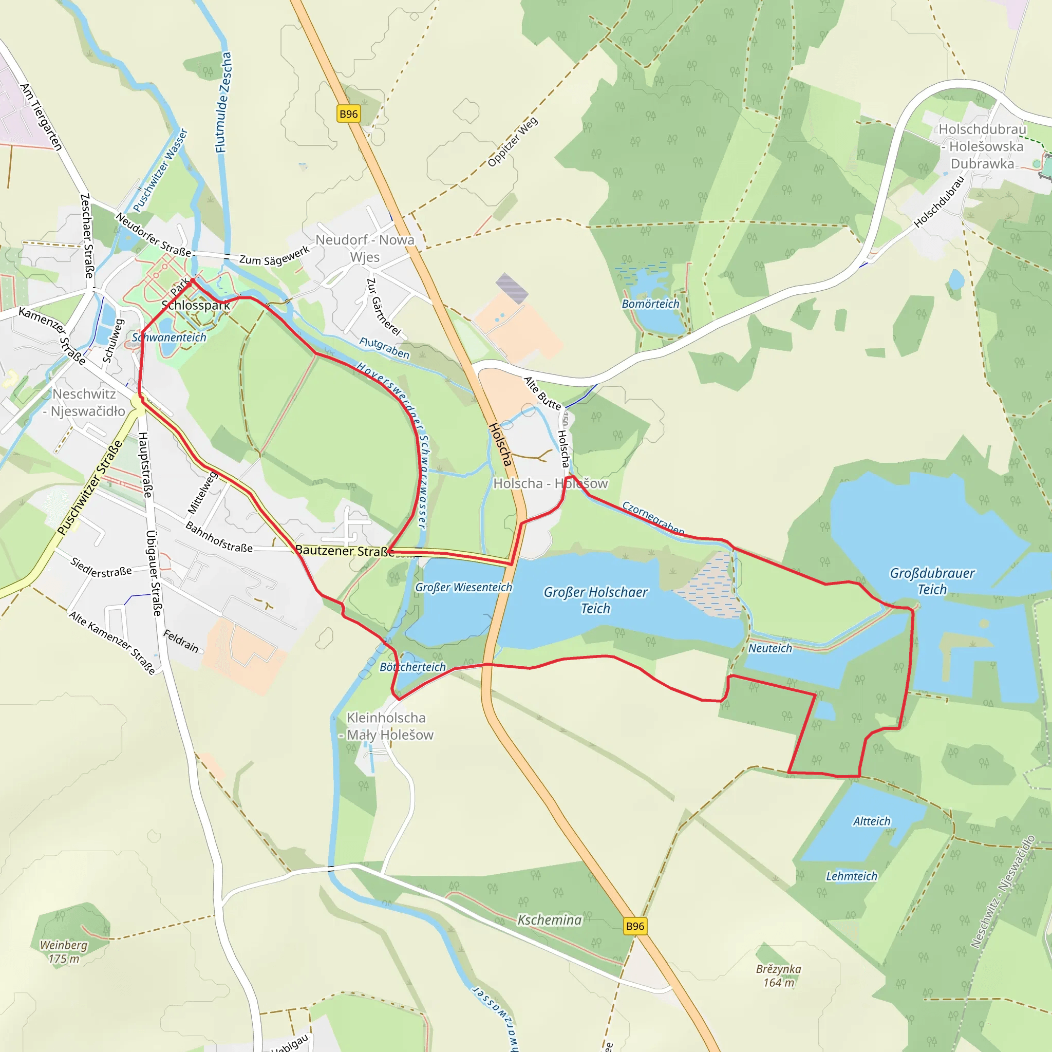Grosser Wiesenteich and Neuteich via SZ Rundwanderweg mobile static map