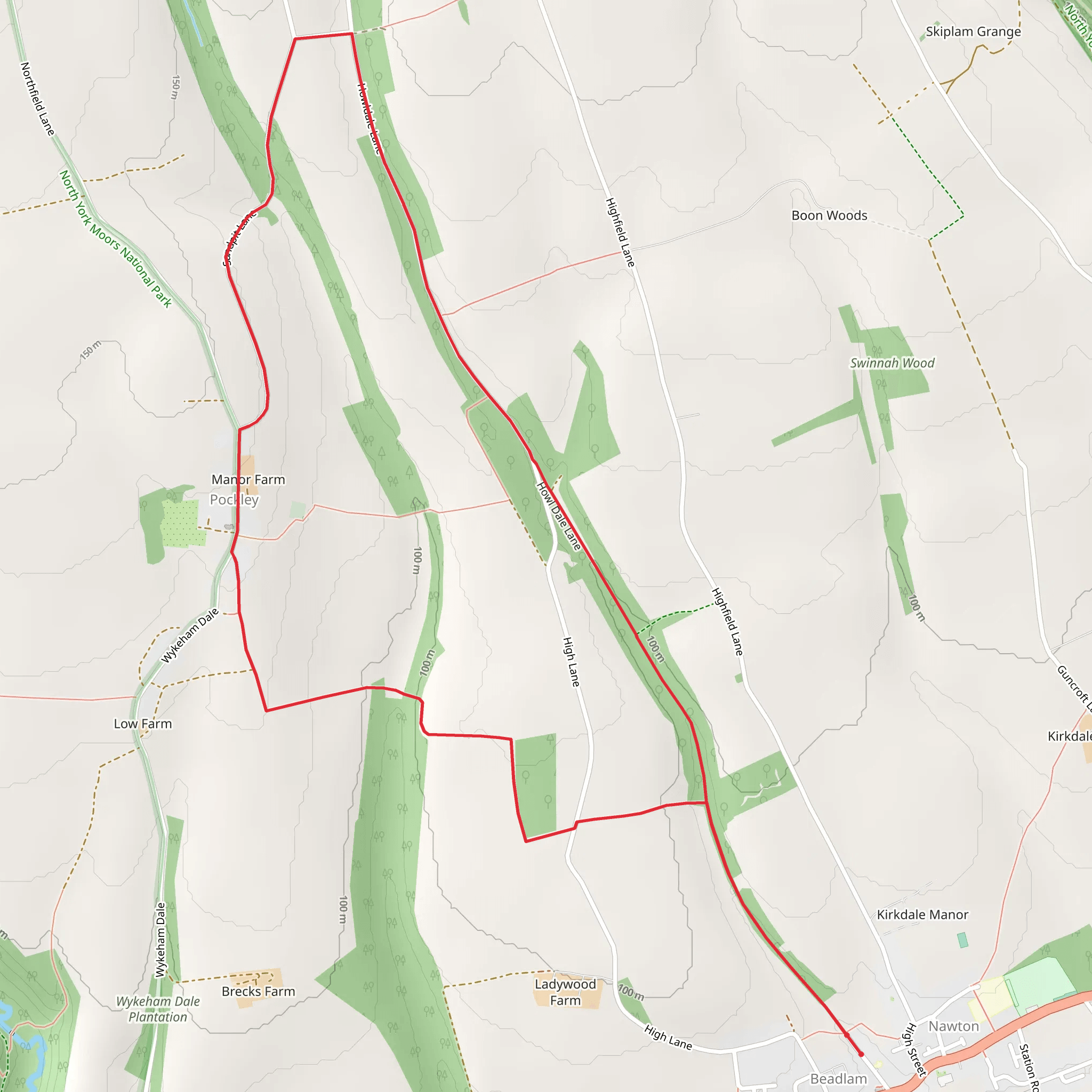 Howl Dale Lane in Pockley Loop mobile static map