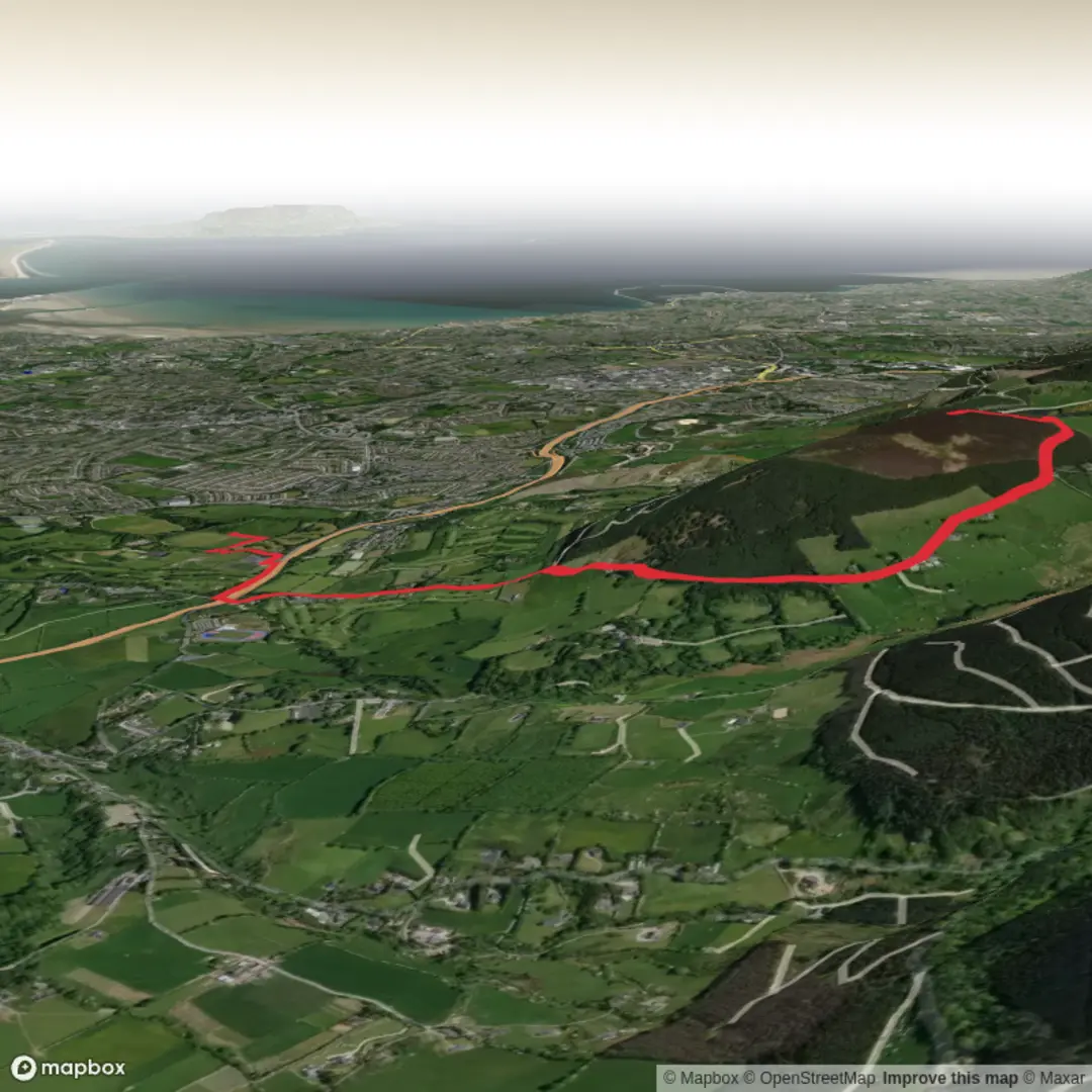 An image depicting the trail Kilmashogue Mountain and its surrounding area.