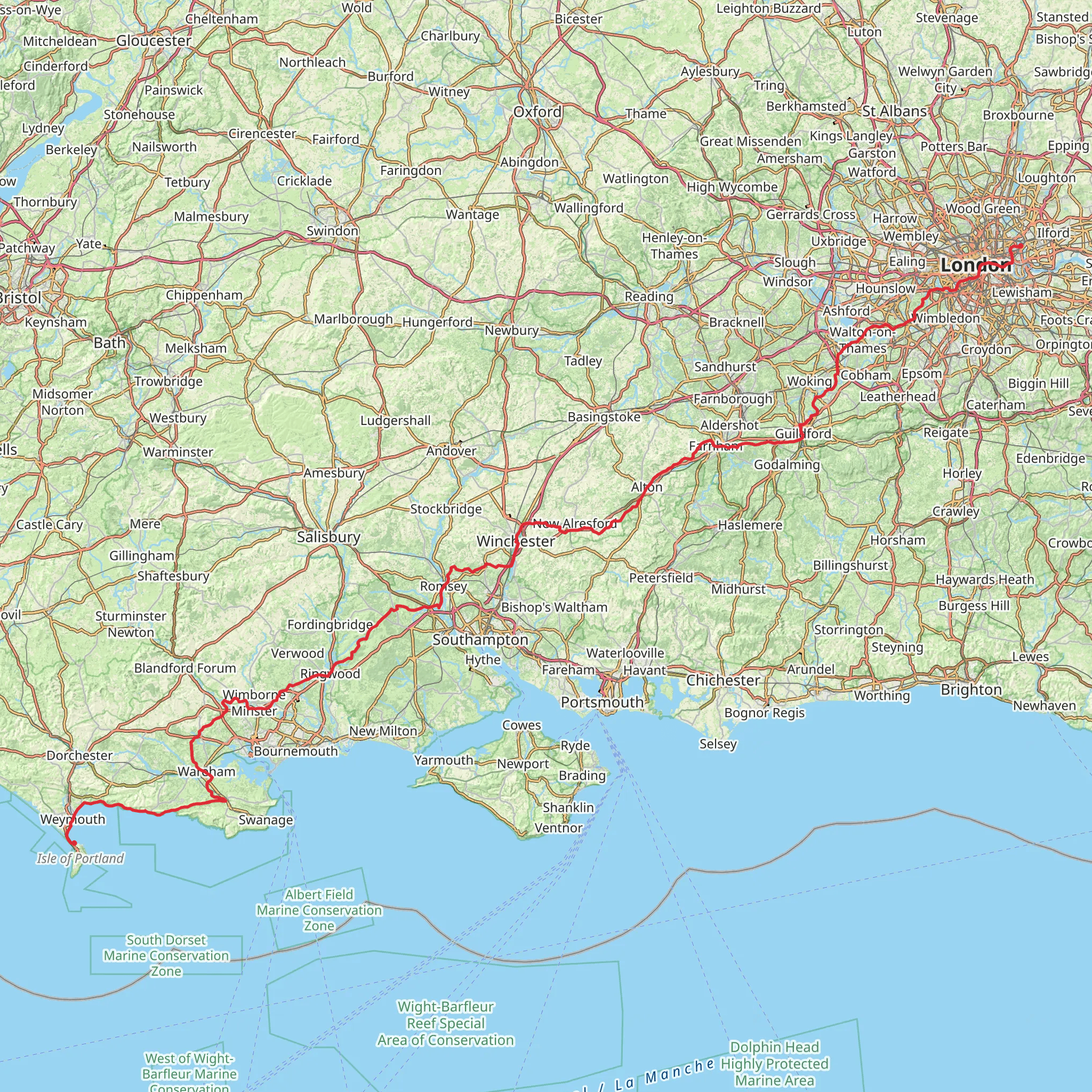 Weymouth to Newham Walk mobile static map