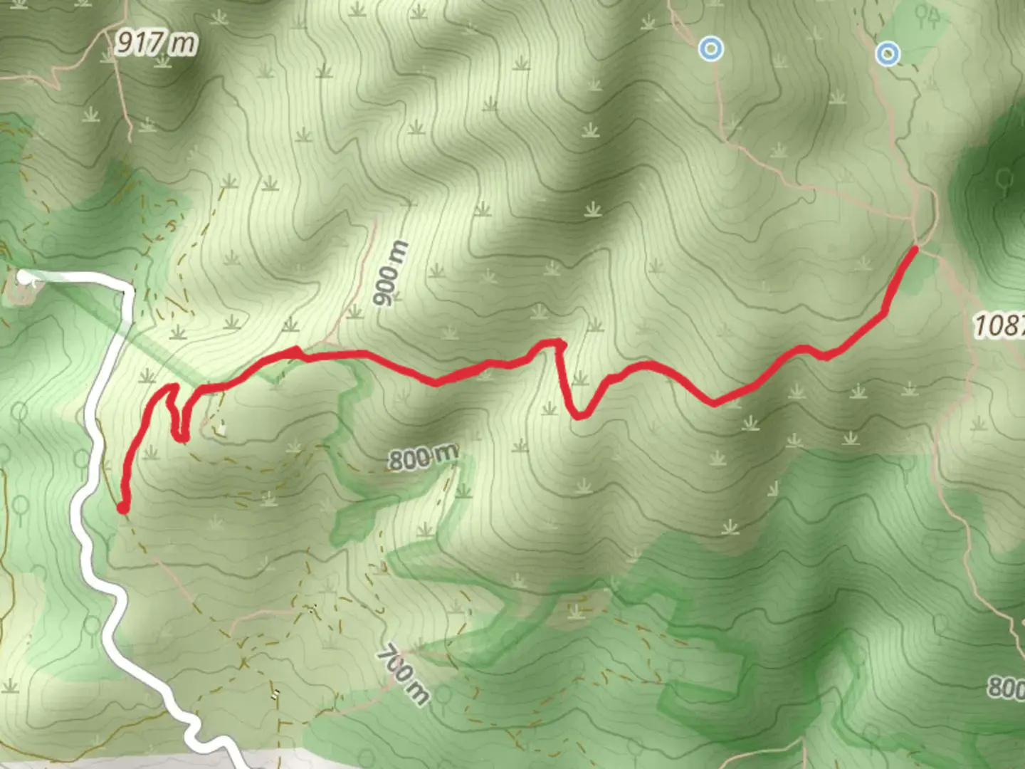 An image depicting the trail Route of the Cabreros SL AV 2 and its surrounding area.
