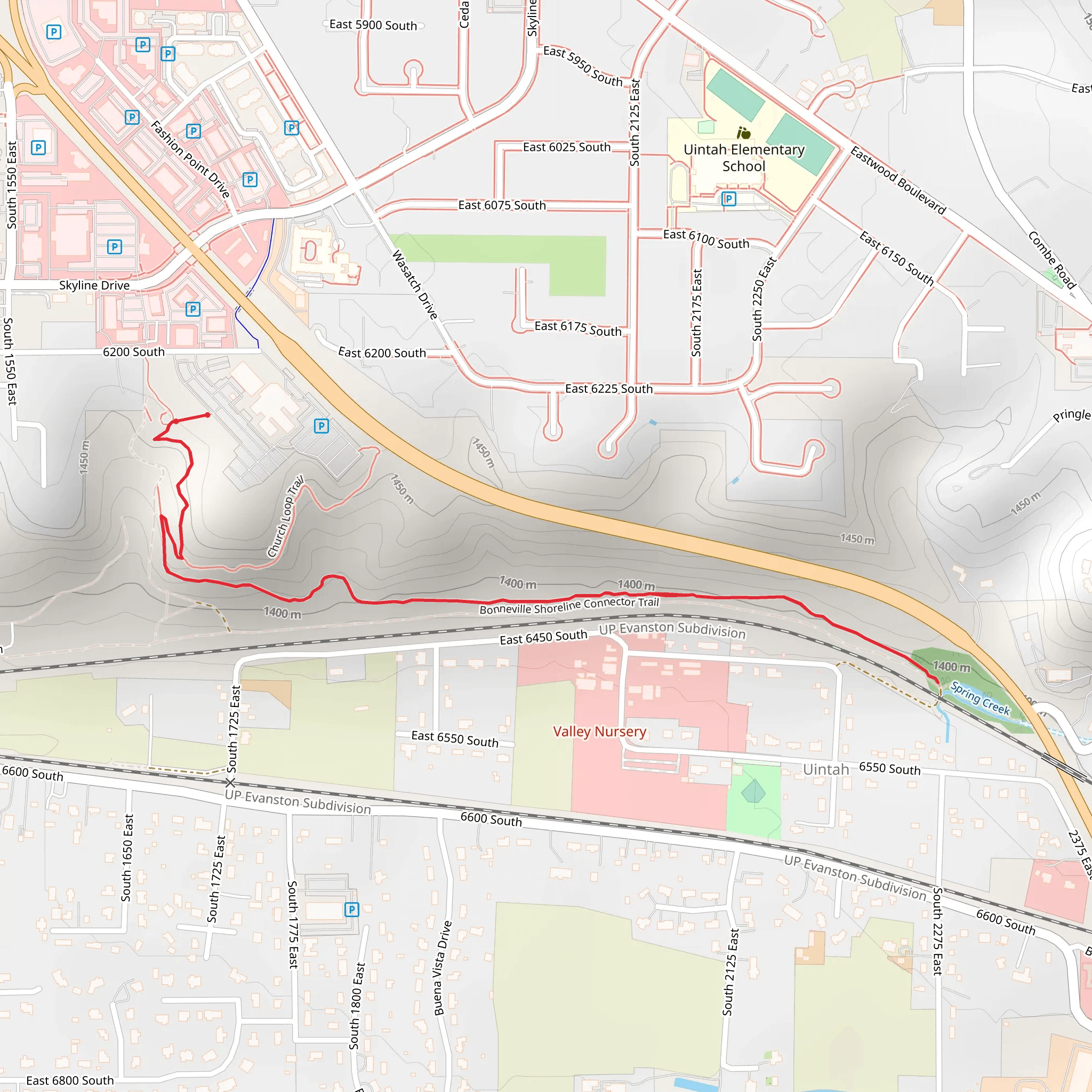 Bonneville Shoreline Connector Trail Out and Back mobile static map