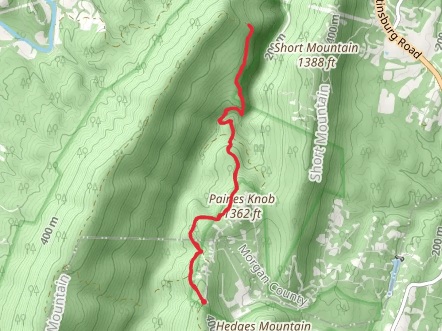 An image depicting the trail Tuscarora Trail from Audubon Road and its surrounding area.
