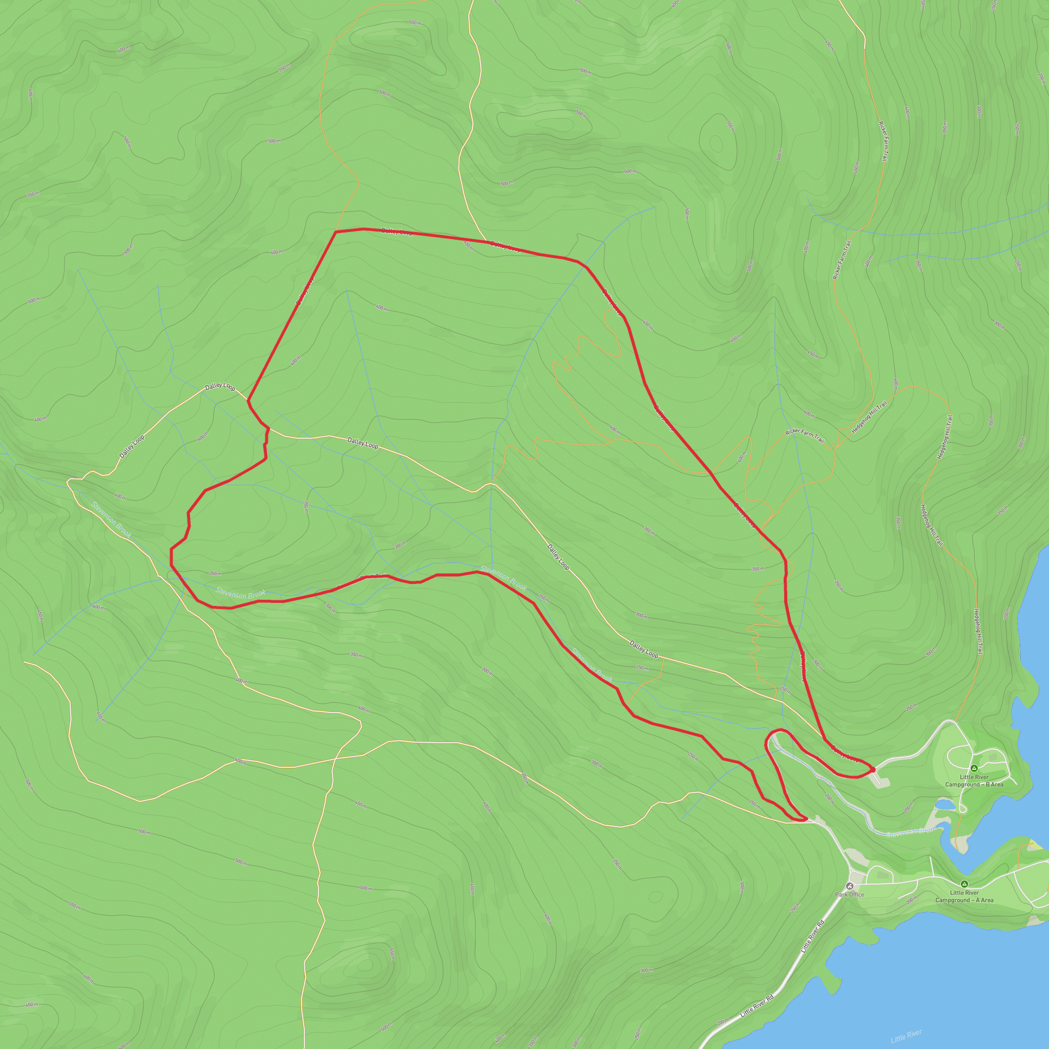 Steven Brook Trail and Dalley Loop mobile static map