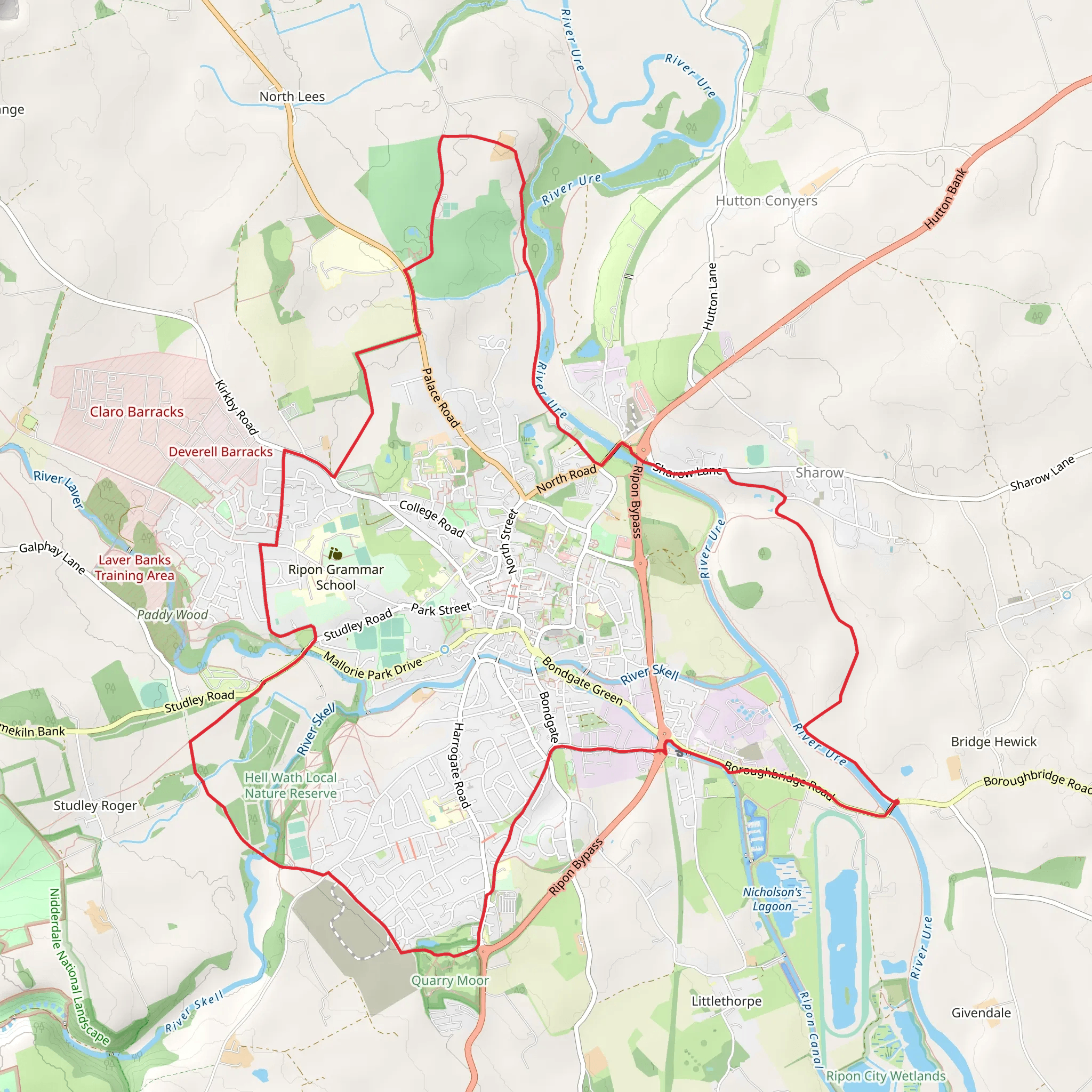 Ripon Country Park and Sharow Country Park Loop mobile static map