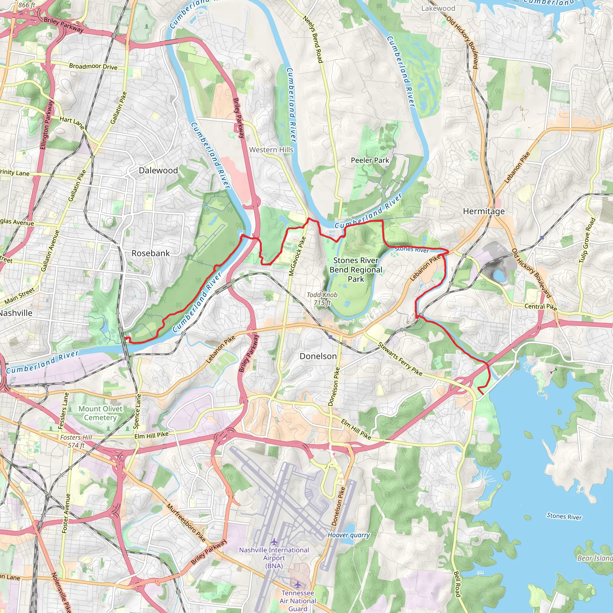 Stones River Greenway mobile static map