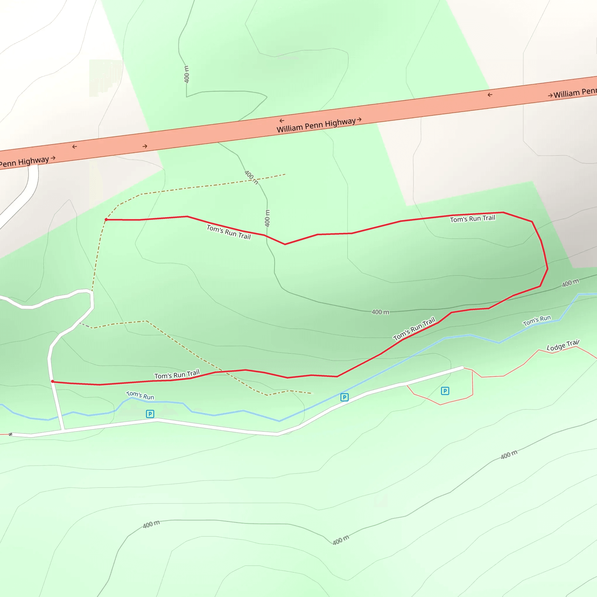 Toms Run Trail mobile static map