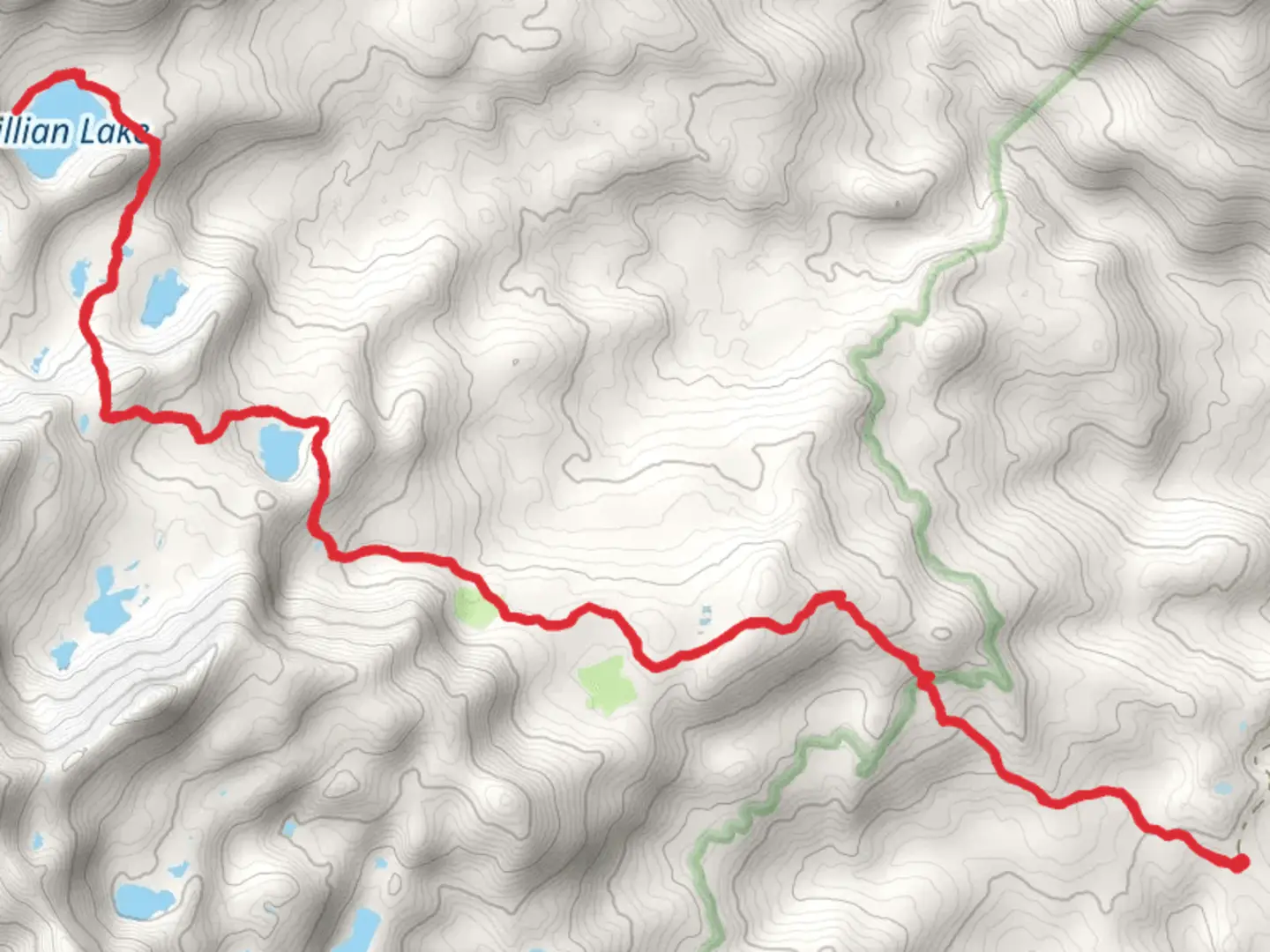 An image depicting the trail Lillian Lake via Theodore Solomons Trail and its surrounding area.