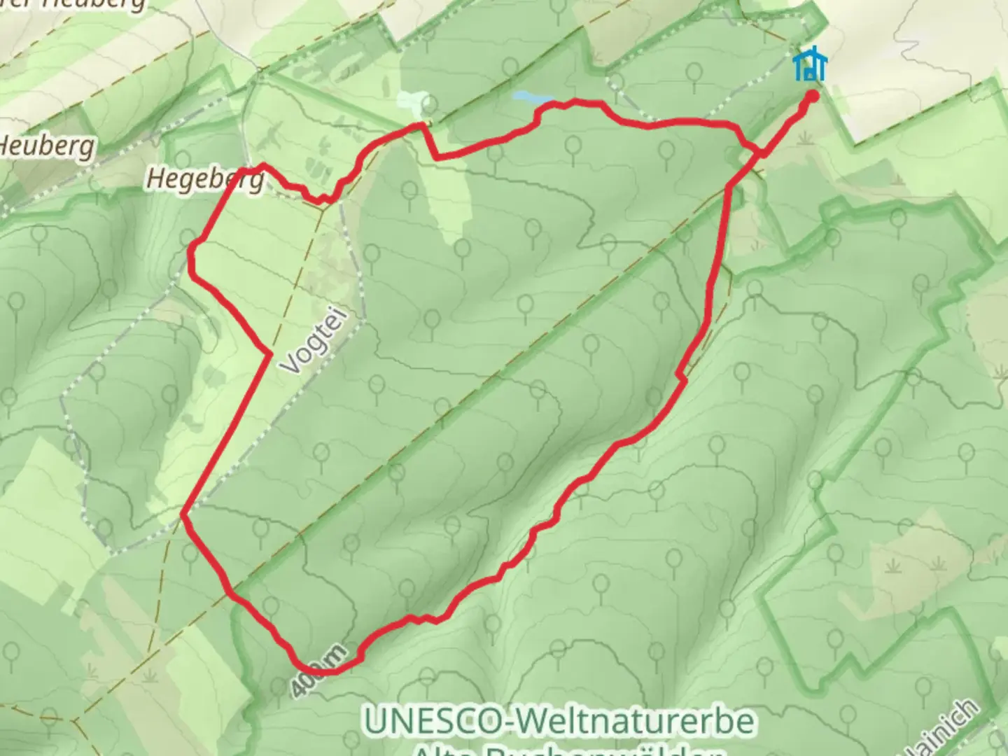 An image depicting the trail Mulverstedter Holz Loop and its surrounding area.