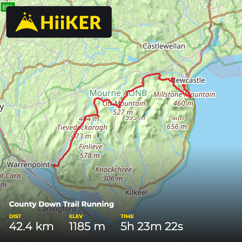 A map preview of the recording County Down Trail Running.