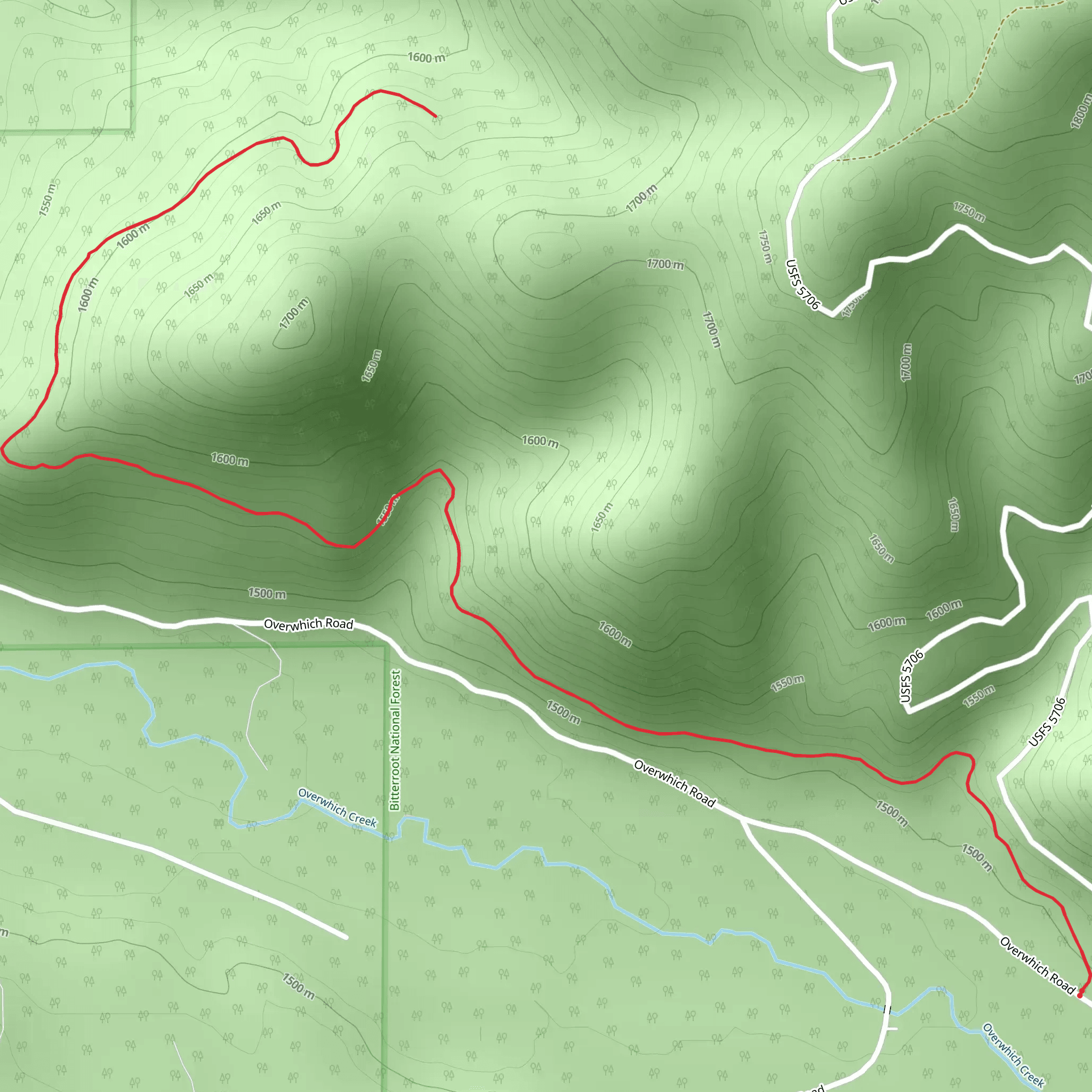 Fourth of July Gulch Trail mobile static map