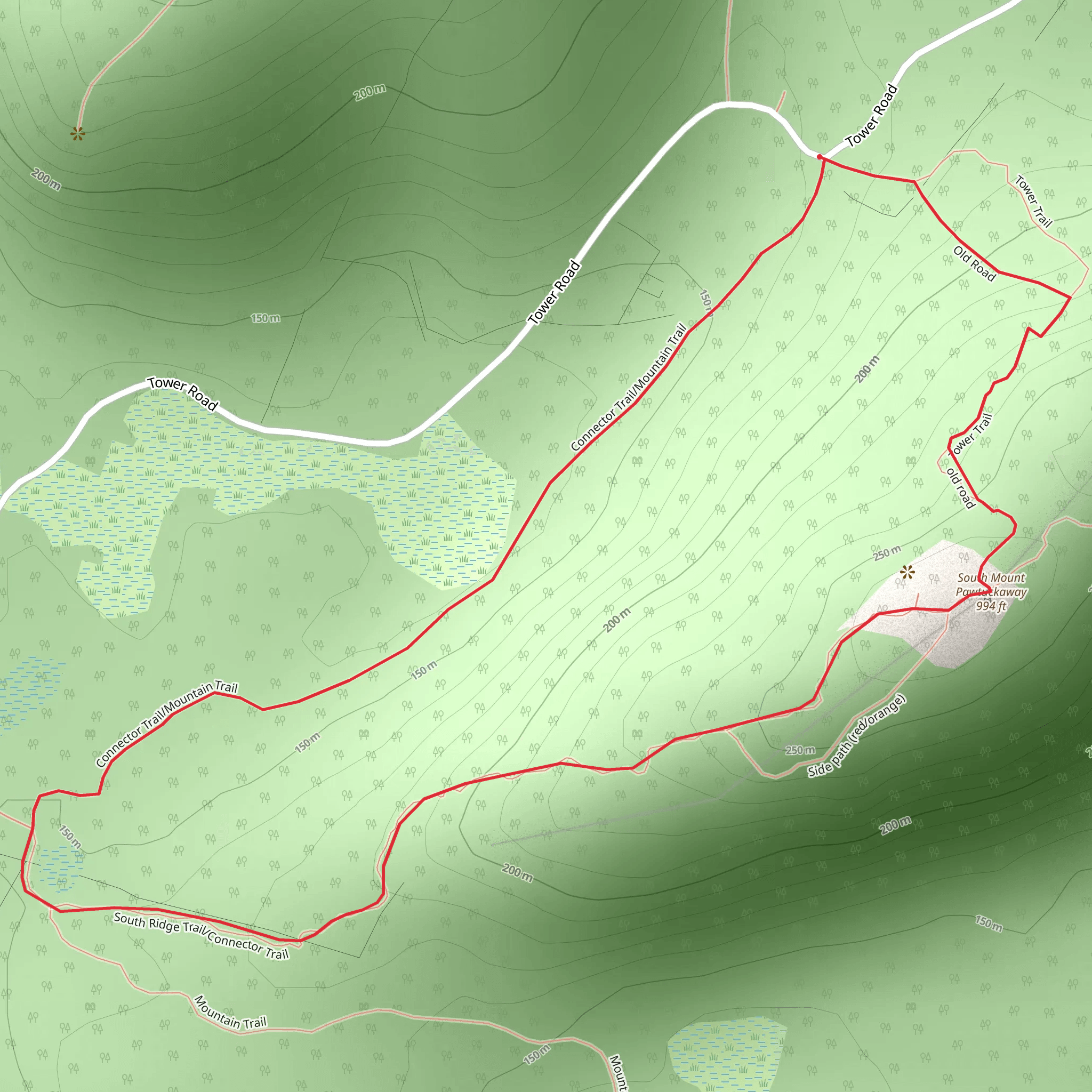 South Mount Pawtuckaway via South Ridge Trail mobile static map