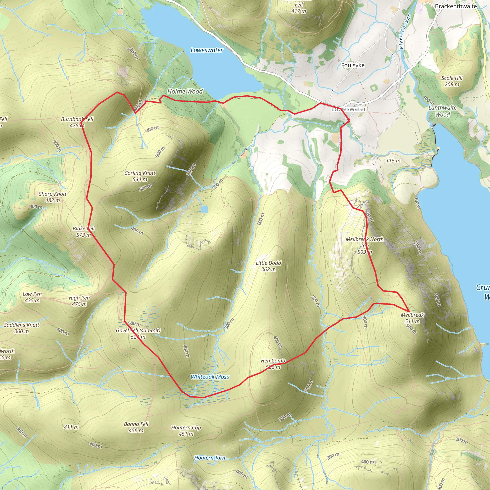 The Loweswater Fells mobile static map