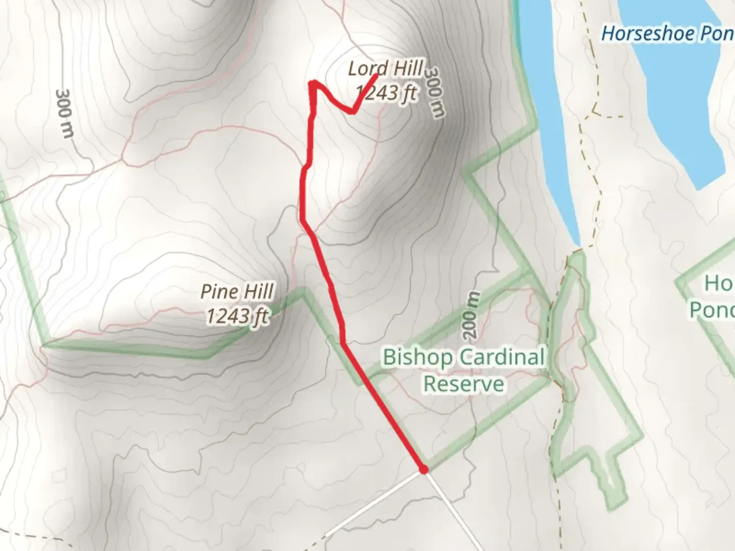 An image depicting the trail Lord Hill Trail from Mine Road and its surrounding area.