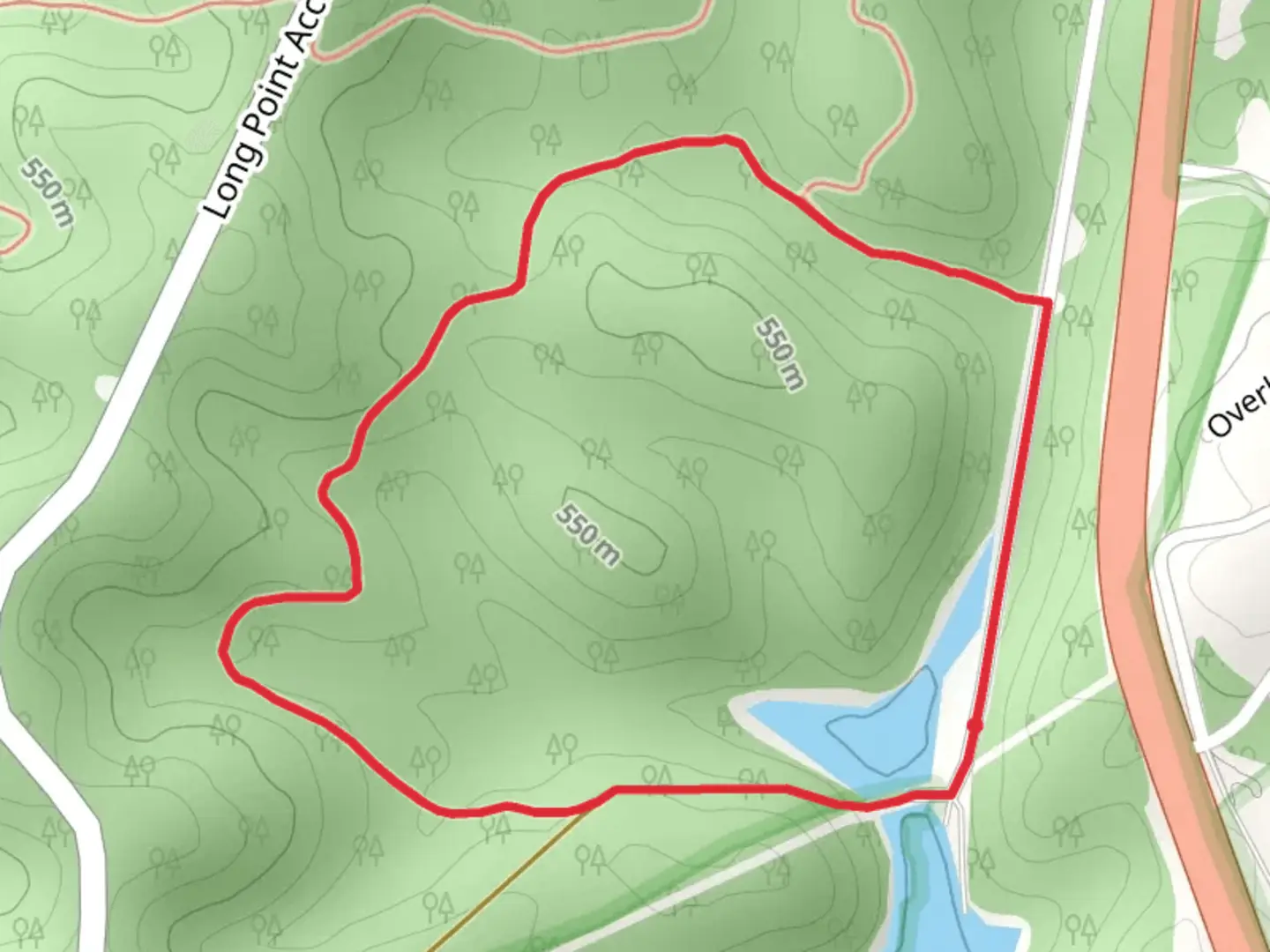 An image depicting the trail Summersville Lake Climbers' Loop Trail and its surrounding area.