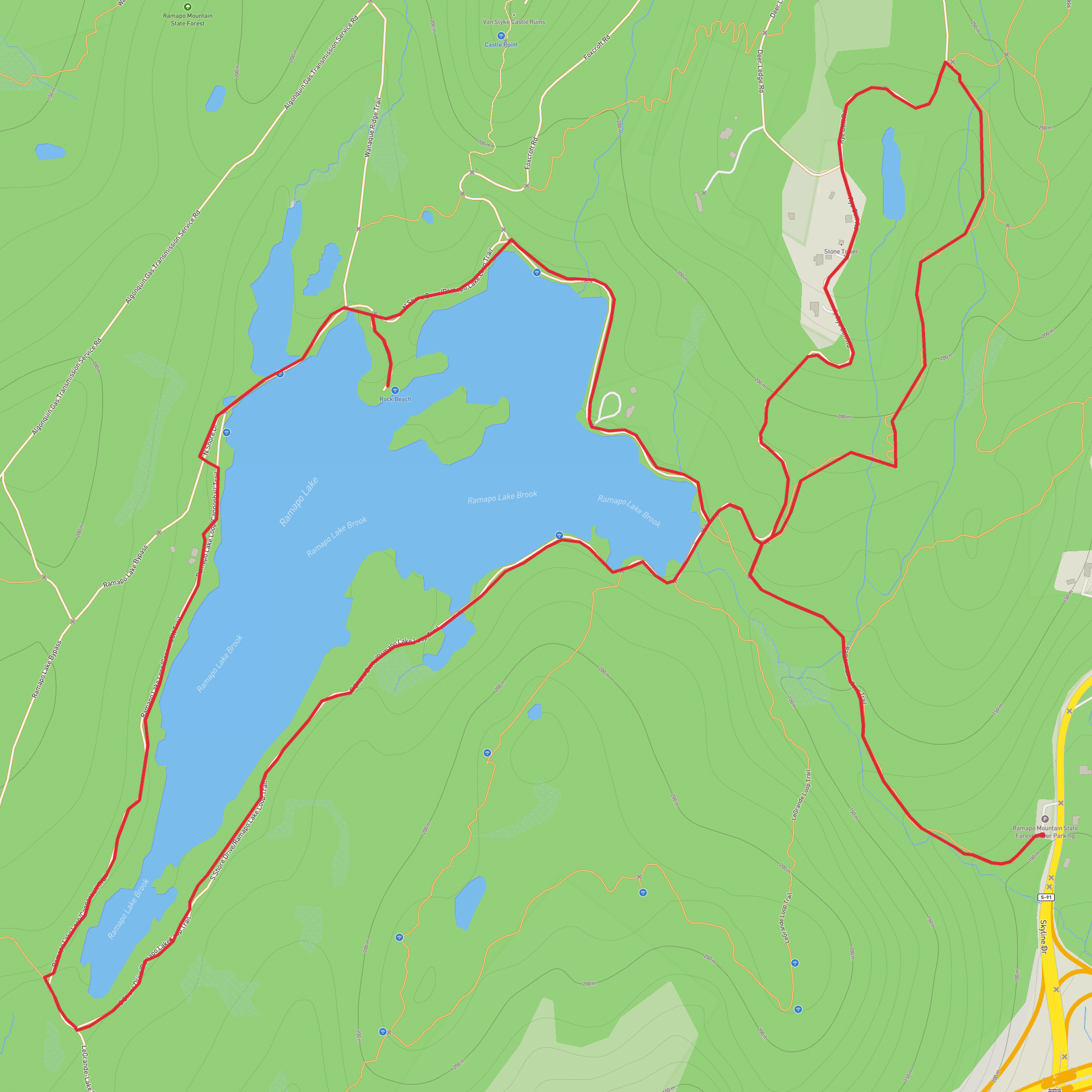 MacEvoy, Hoeferlin Memorial and Ramapo Lake Loop Trail mobile static map