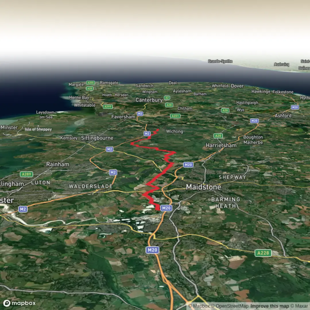 An image depicting the trail Aylesford Priory to Doddington and its surrounding area.