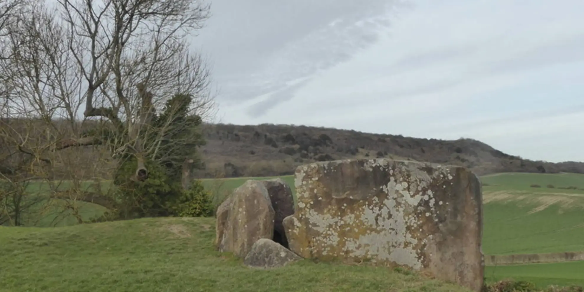 An image depicting the trail Holly Hill and Coldrum Long Barrow and its surrounding area.