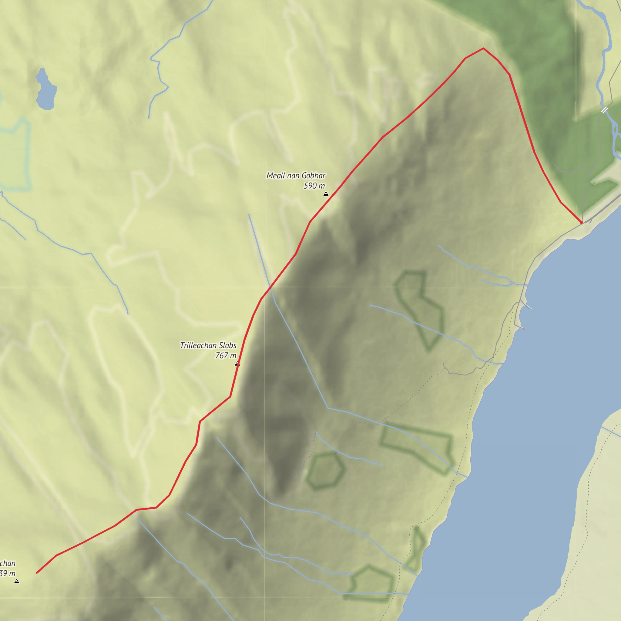 Meall nan Gobhar, Trilleachan Slabs and Beinn Trilleachan mobile static map