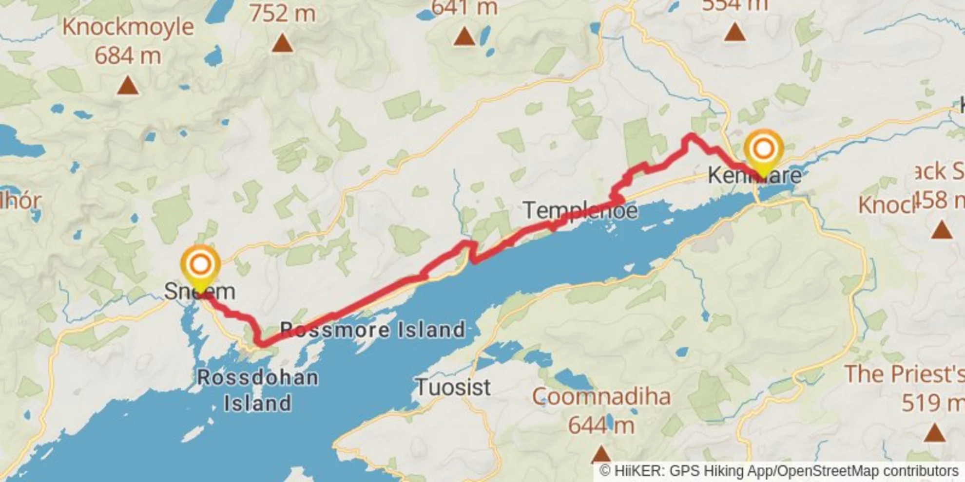 An image depicting the trail sneem to Kenmare and its surrounding area.