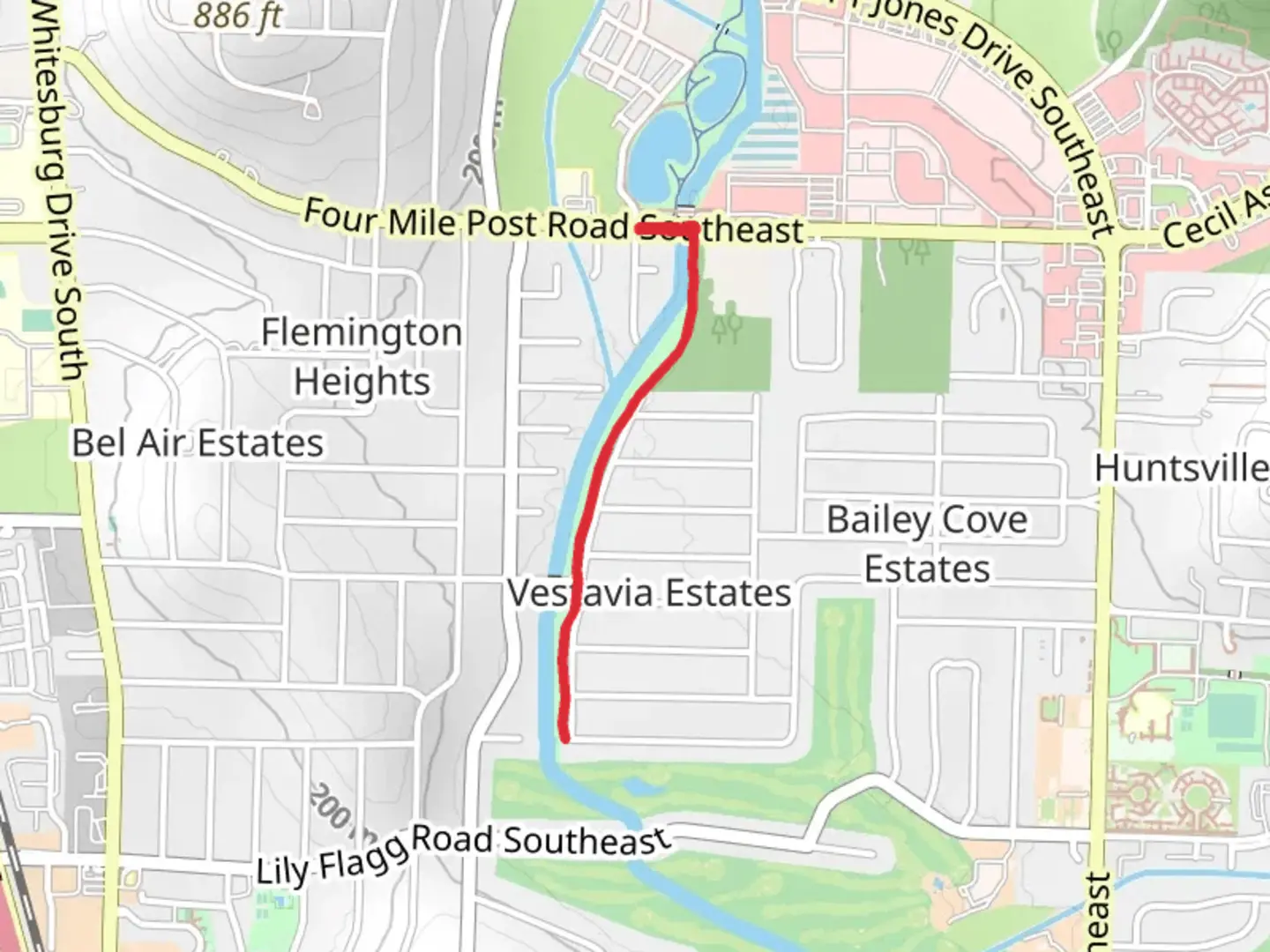 An image depicting the trail Aldridge Creek Greenway Short from Jones Family Park and its surrounding area.