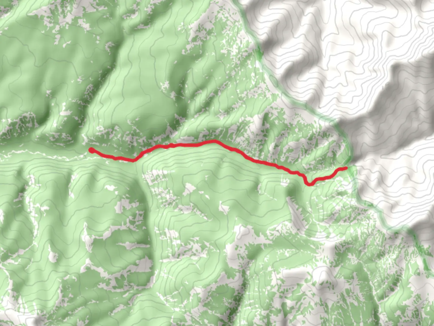 An image depicting the trail Bootjack Gap Out and Back and its surrounding area.
