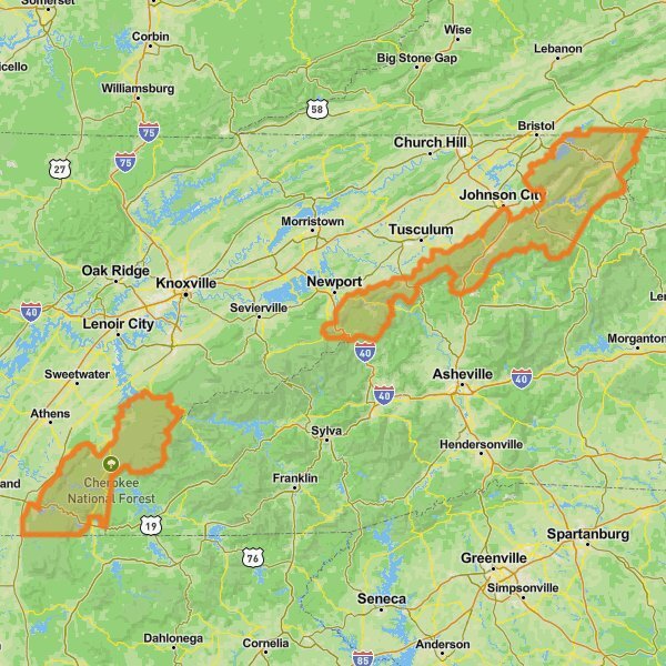 Cherokee National Forest mobile static map