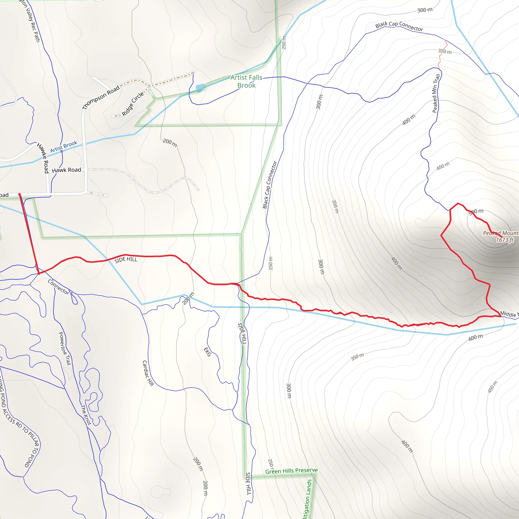 Peaked Mountain from Thompson Road mobile static map
