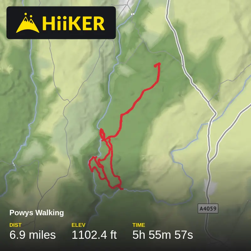 A map preview of the recording Powys Walking.